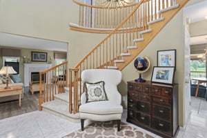 Beautiful curved staircase in foyer