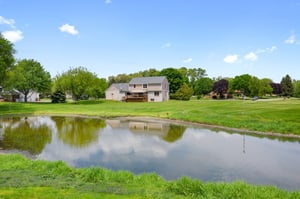 Private pond in backyard