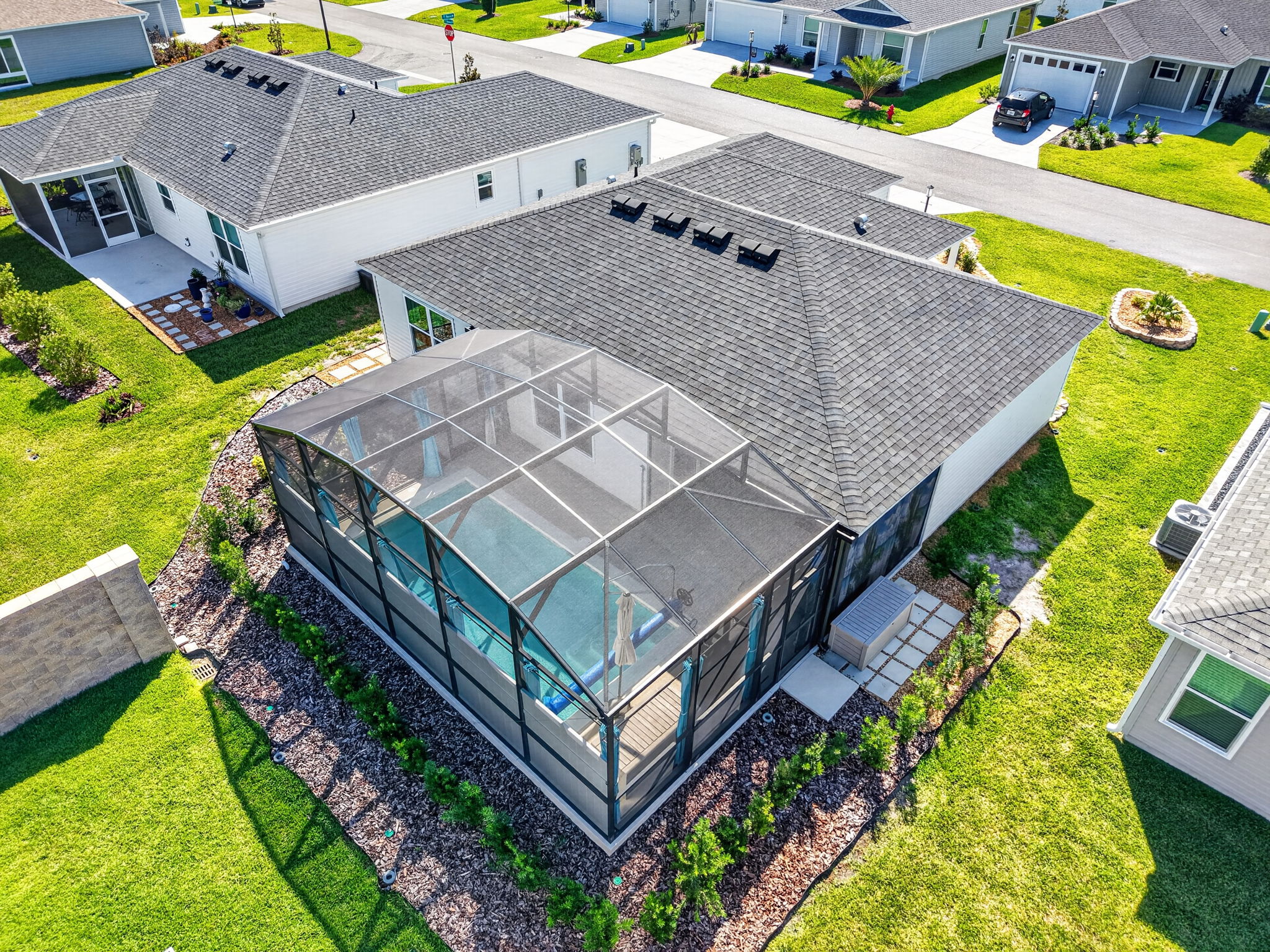 Aerial Rear and Side Elevation with Swimming Pool