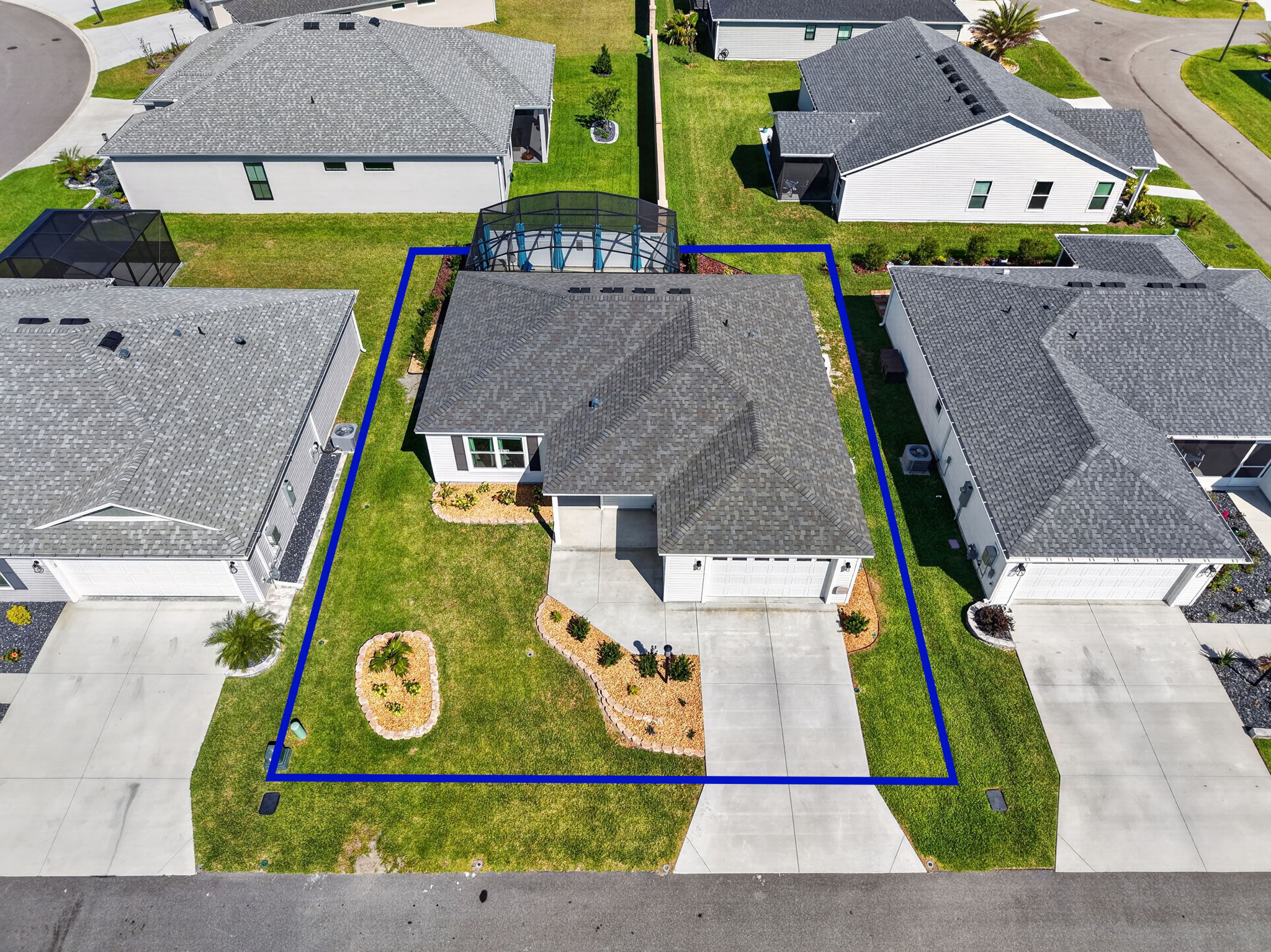 Aerial Front Elevation with Property Lines