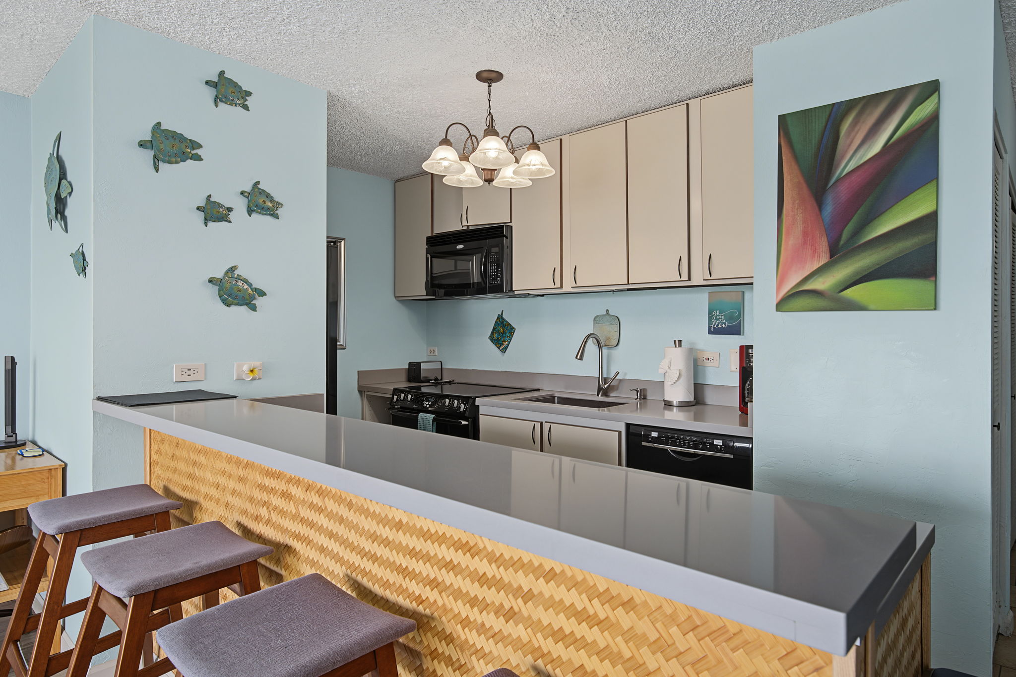 Fully appointed kitchen.