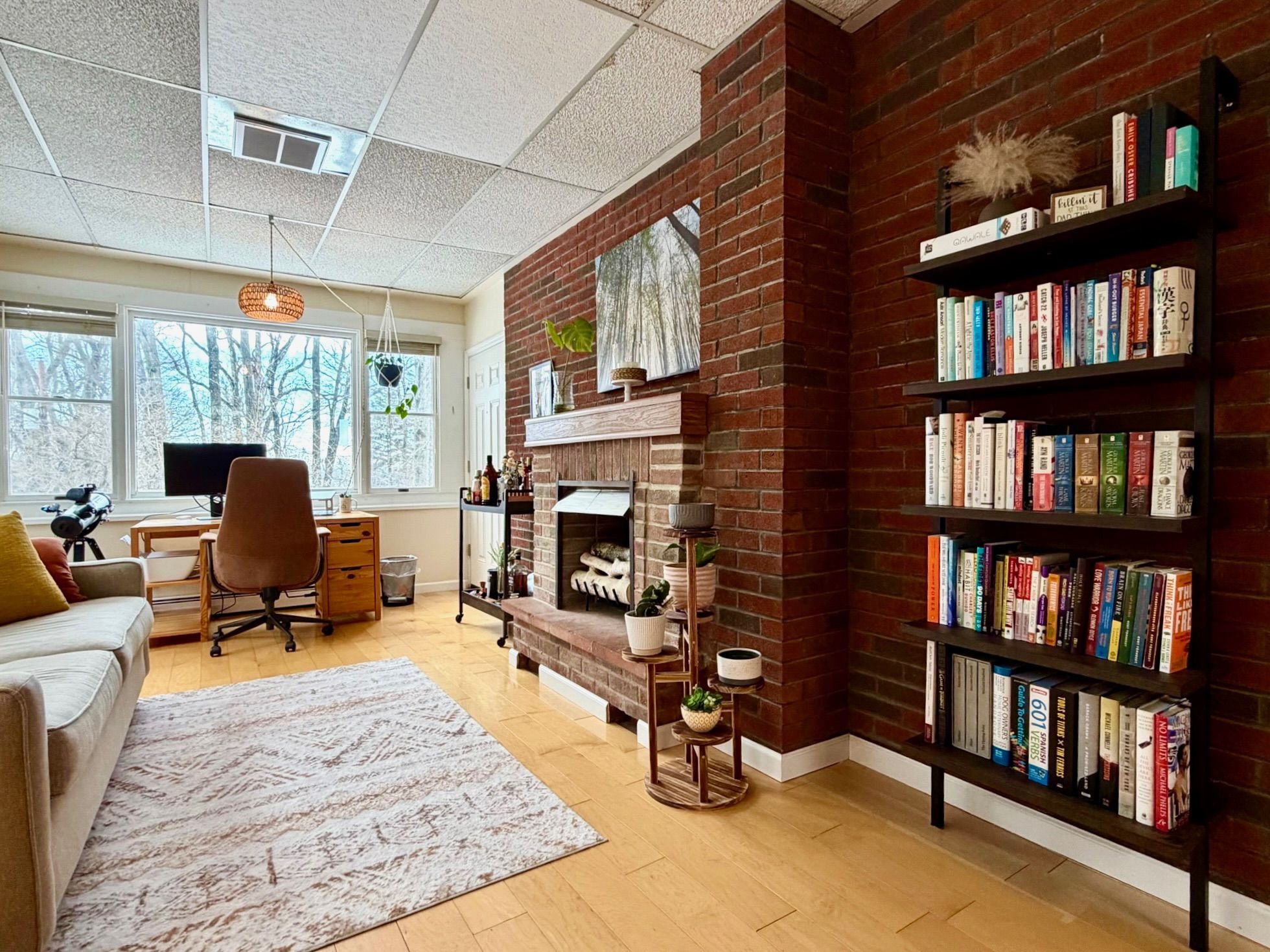 Living room with gas fireplace