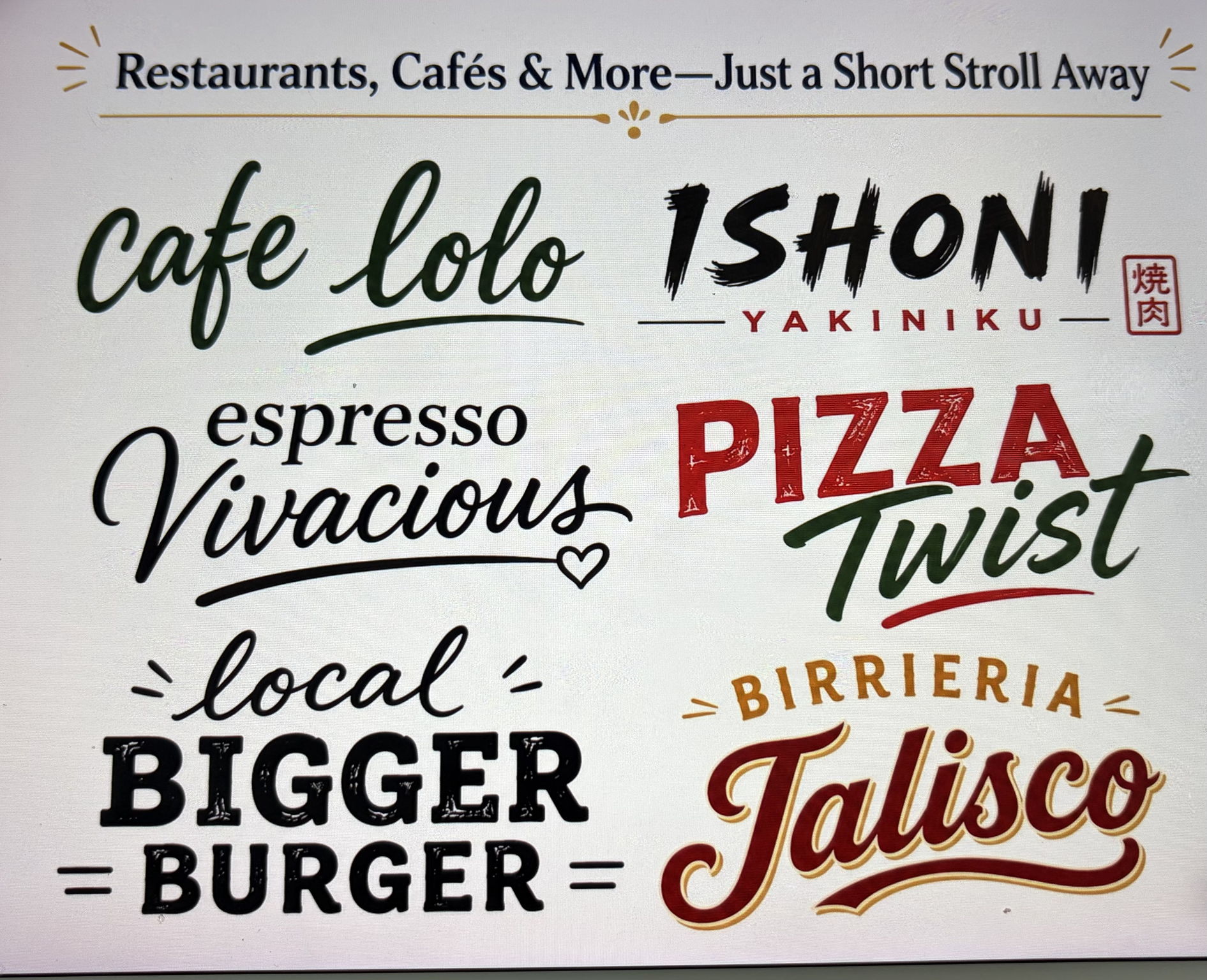 Restaurants & Cafes minutes away