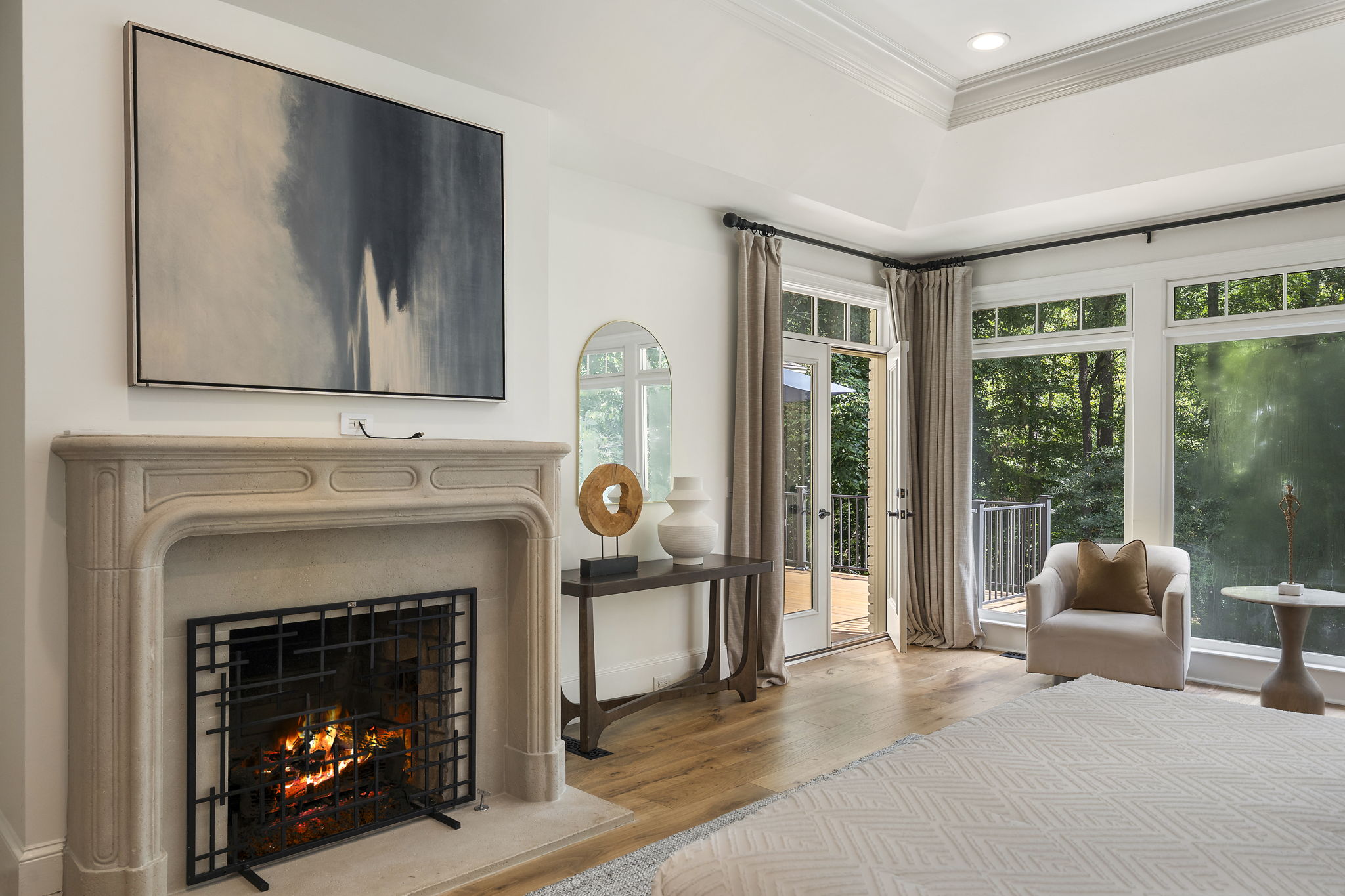 Redesigned mantle in Primary Bedroom