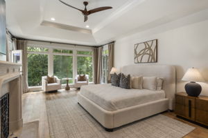 Primary Bedroom on main with doors to patio