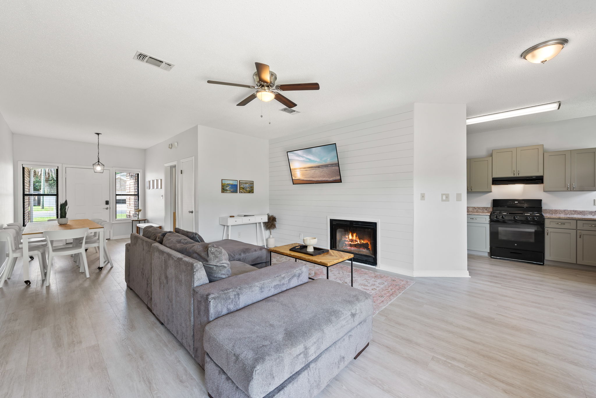 Living Room, Dining Room and Kitchen