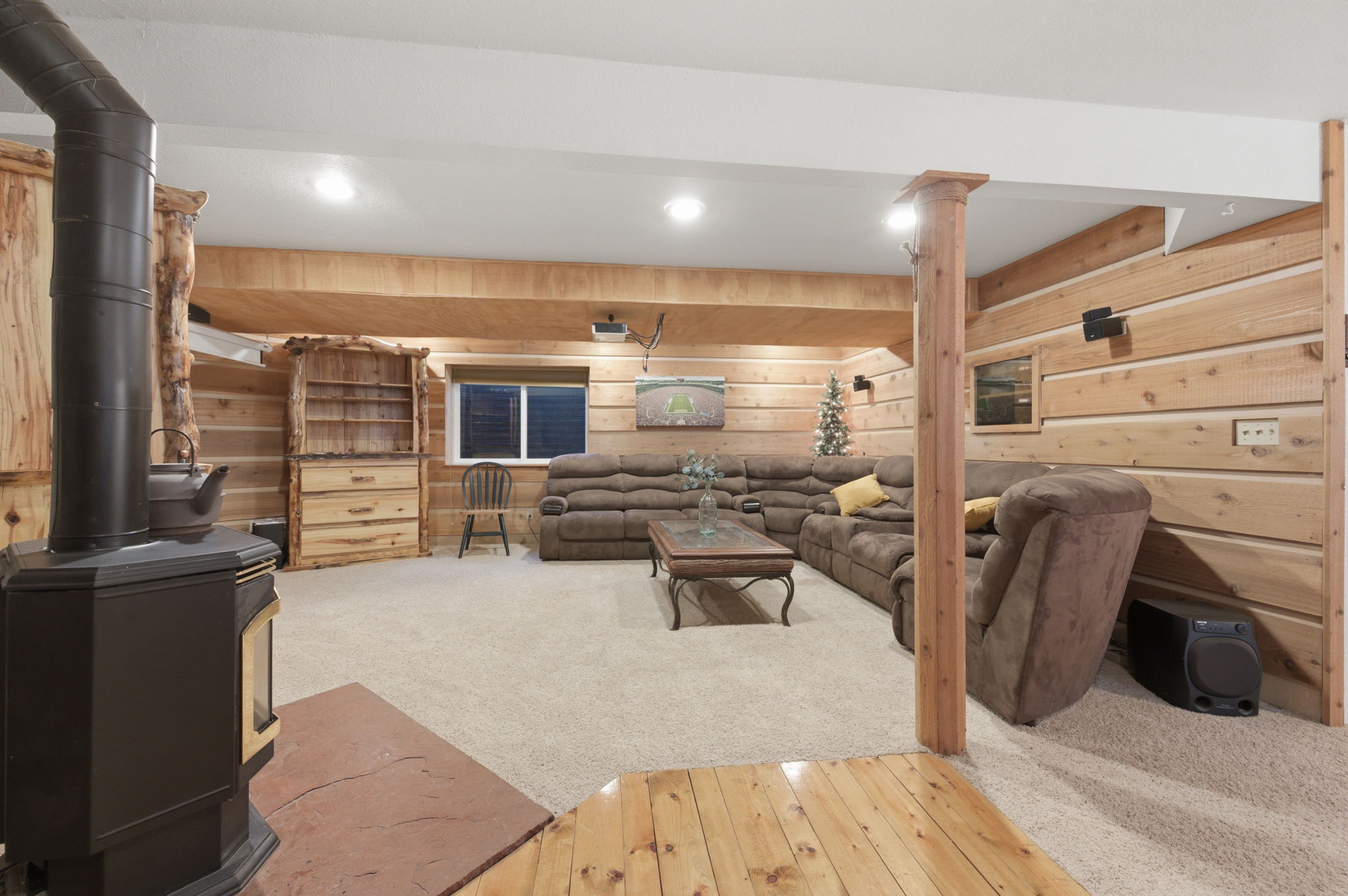 Basement Family Room with Movie Projector