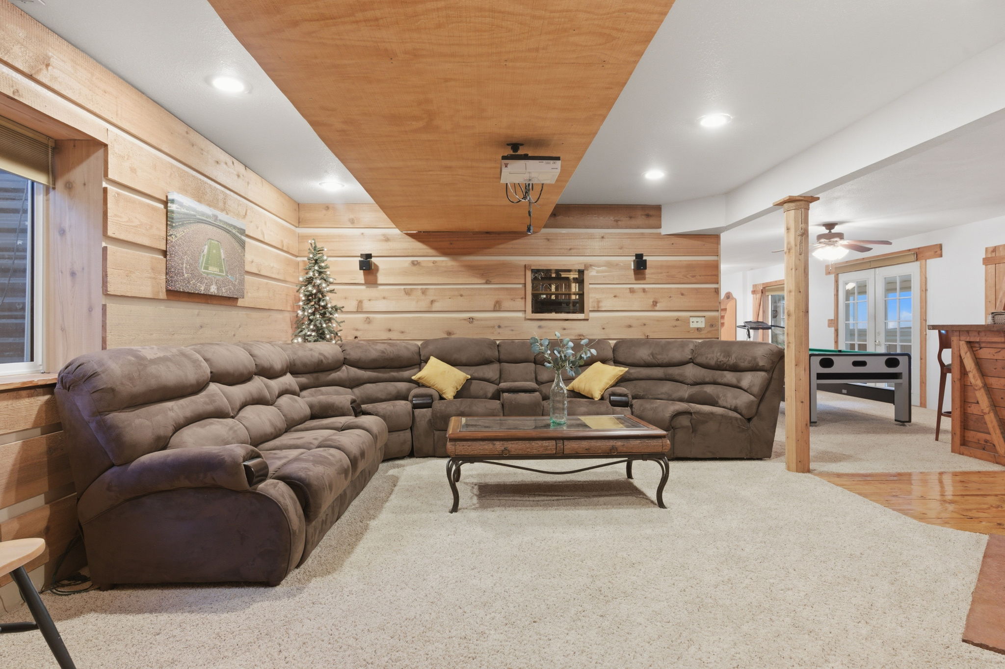 Basement Family Room with Movie Projector