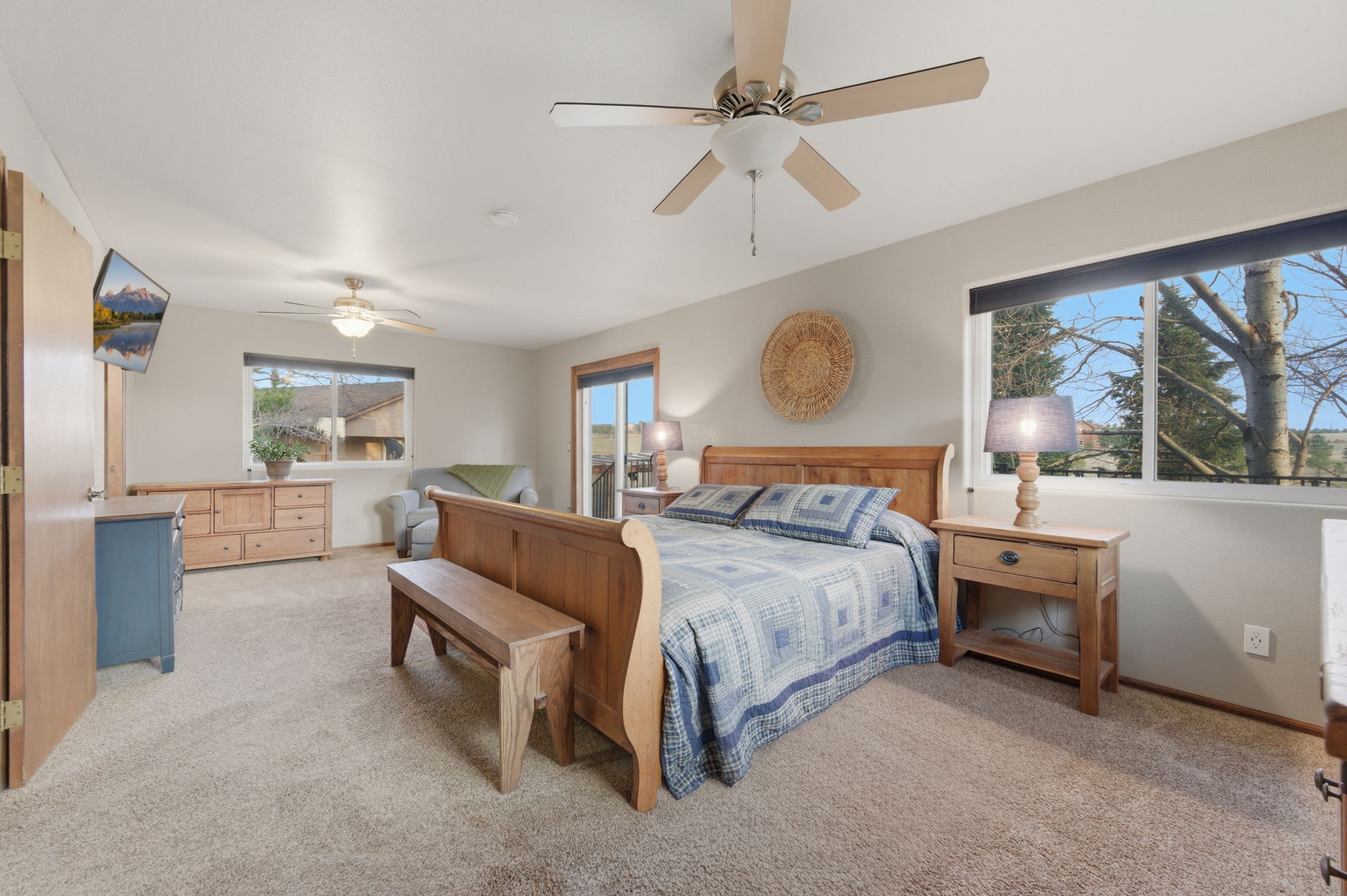 Primary Bedroom with Walk Out onto Deck