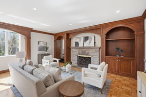 Family Room with Wood Burning Fireplace