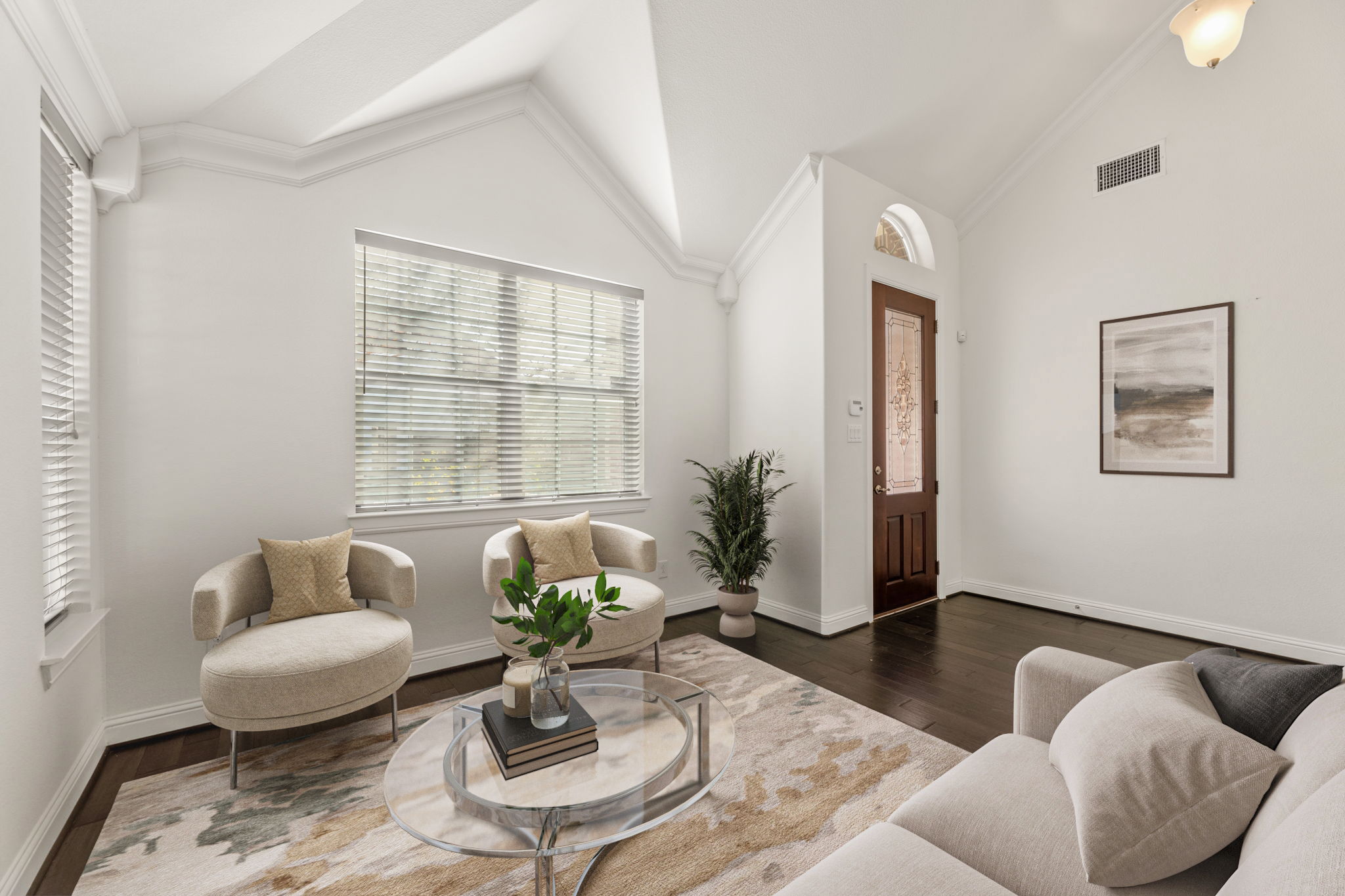 Entrance door leading to the formal Living room (virtually staged)