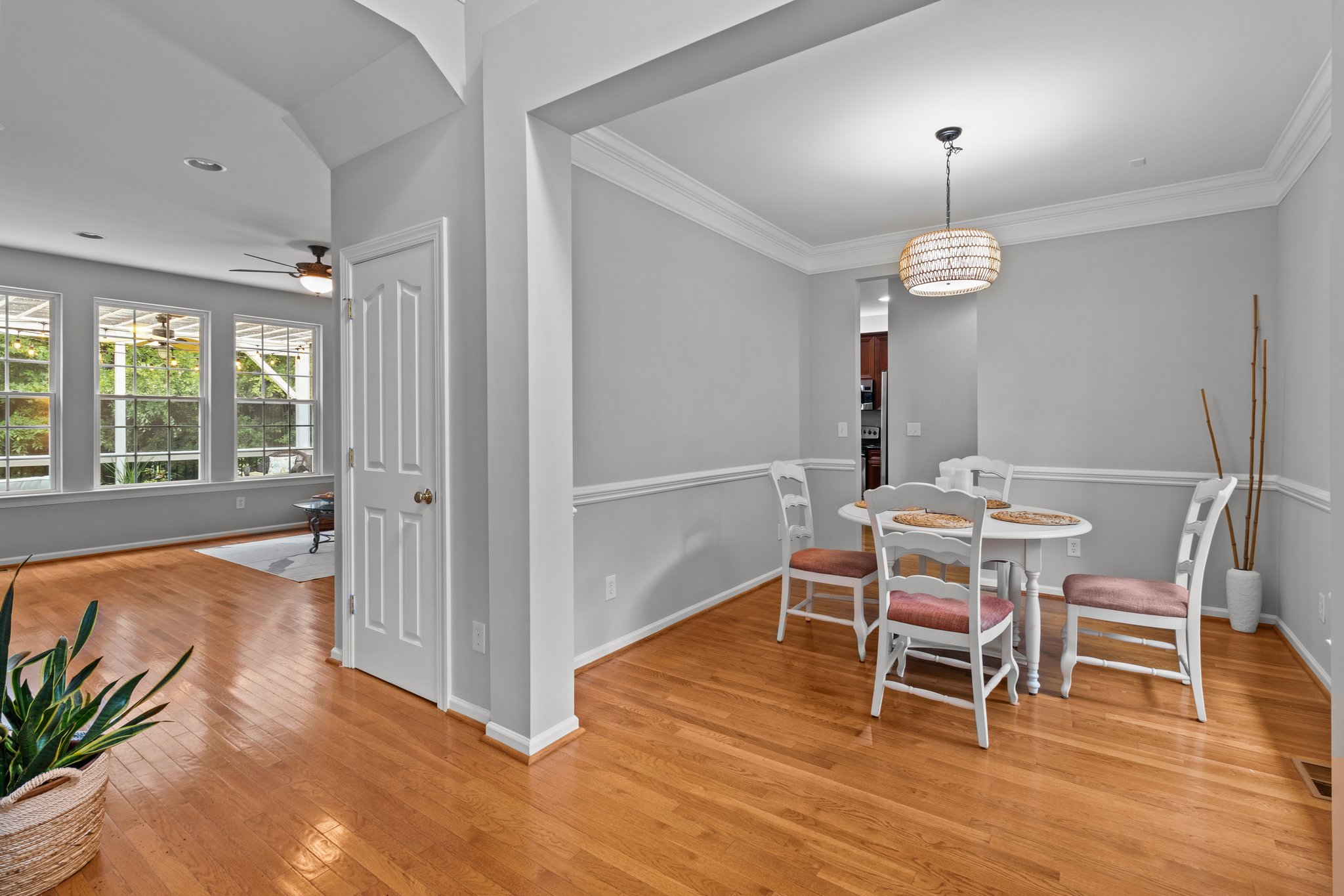 Dining room off to the right of the foyer with access to kitchen