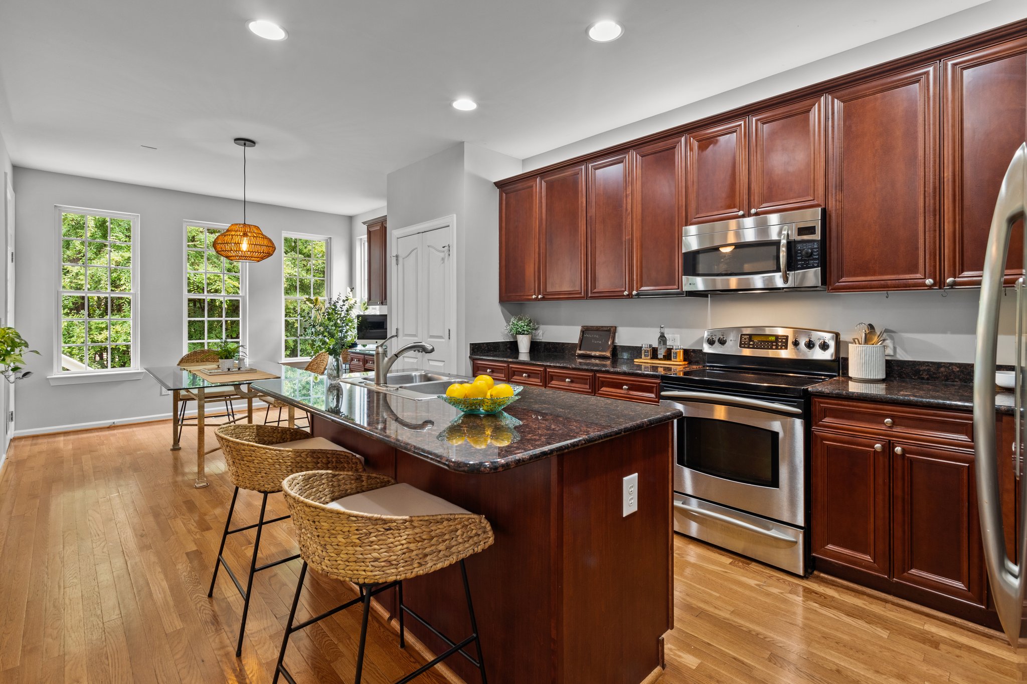 Walk into the kitchen area via the hallway from garage entrance