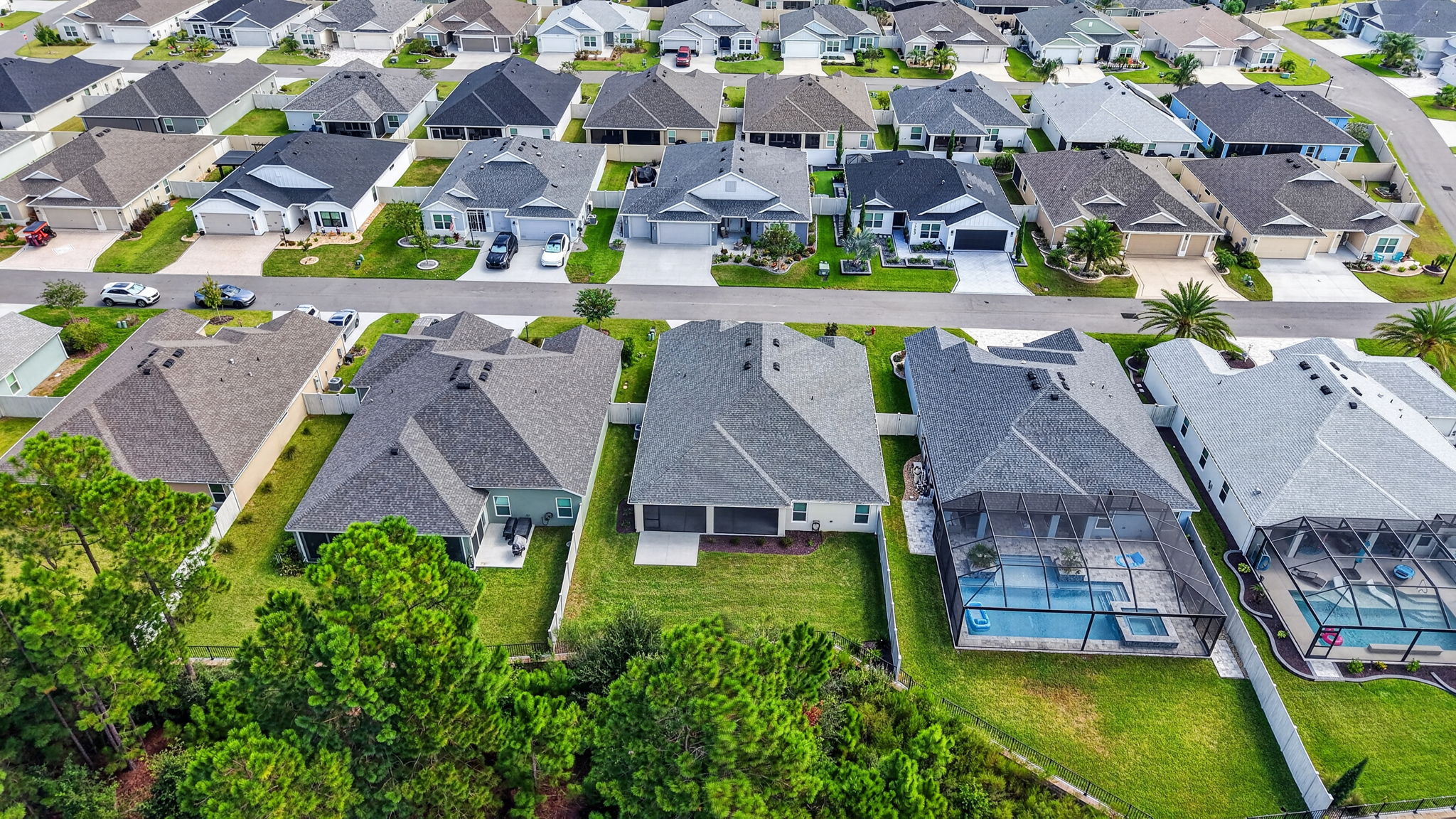 Aerial Rear Elevation with with Fully Fenced Yard and ROOM FOR a POOL!