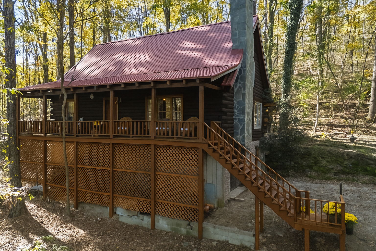 Custom cabin in the woods with garage.