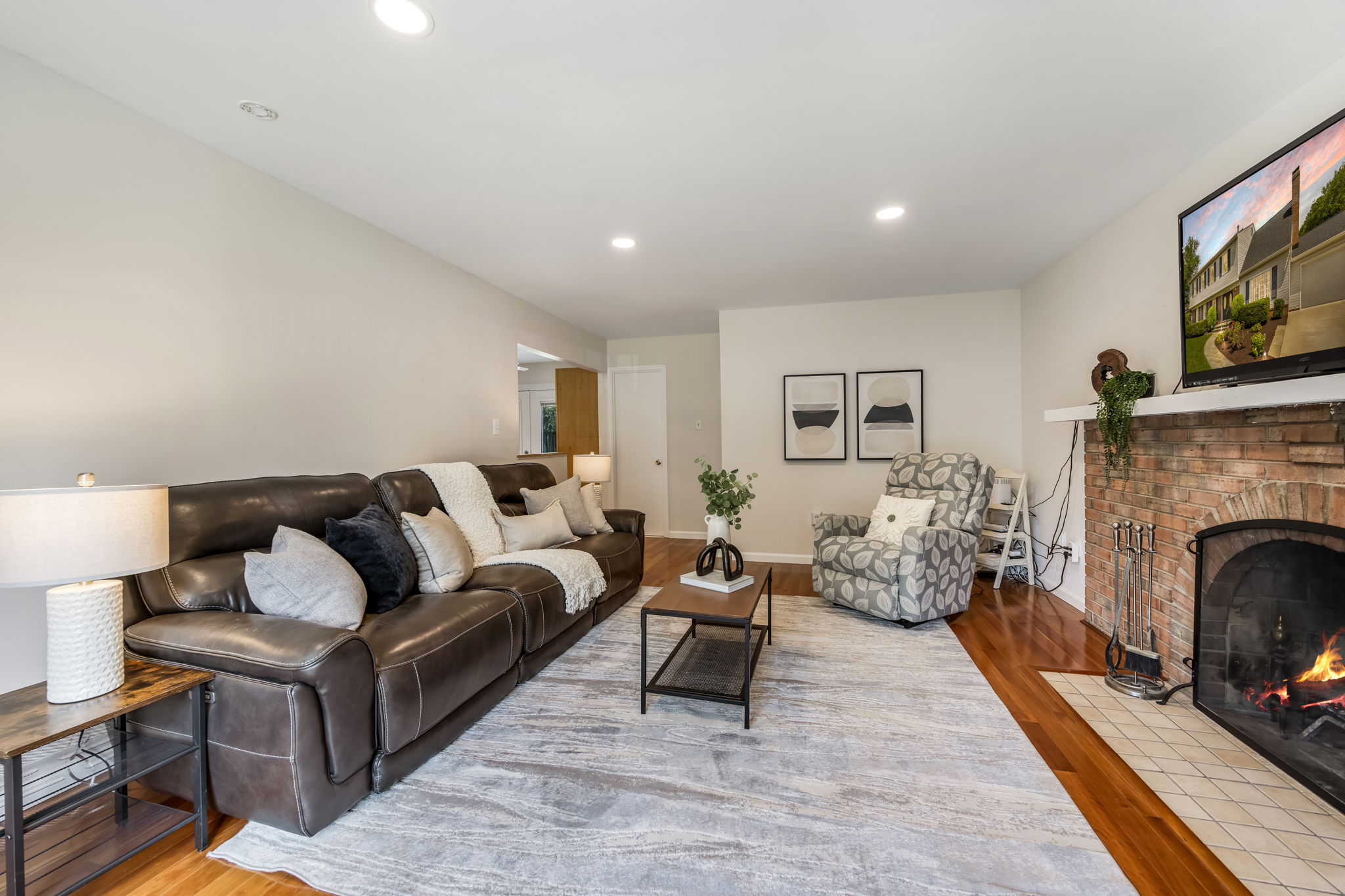 Family Room on main level with fireplace