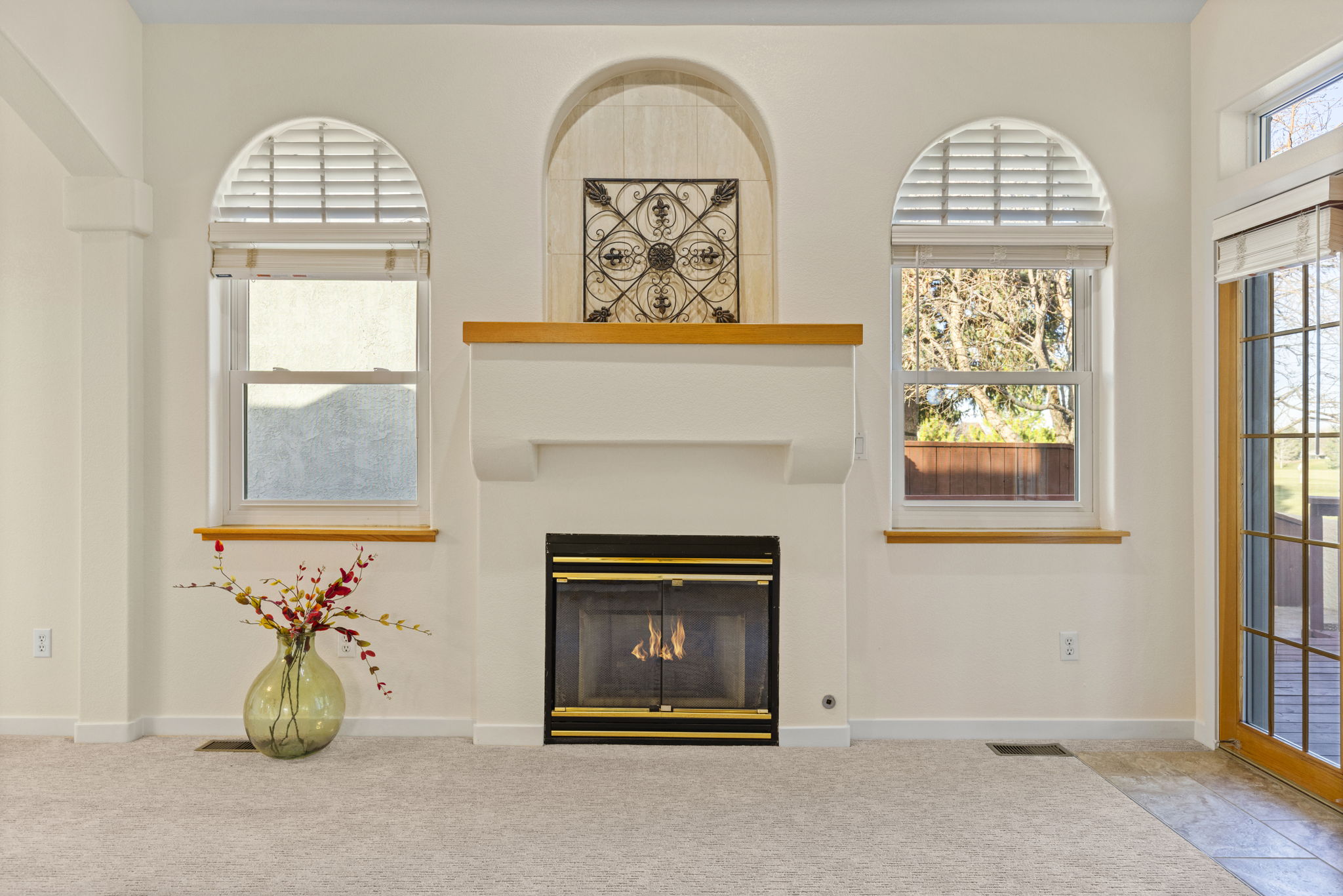 Gas fireplace, art niches