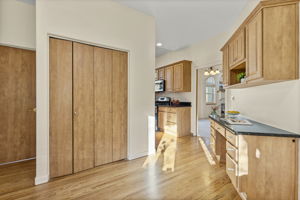 Sunny breakfast nook and pantry