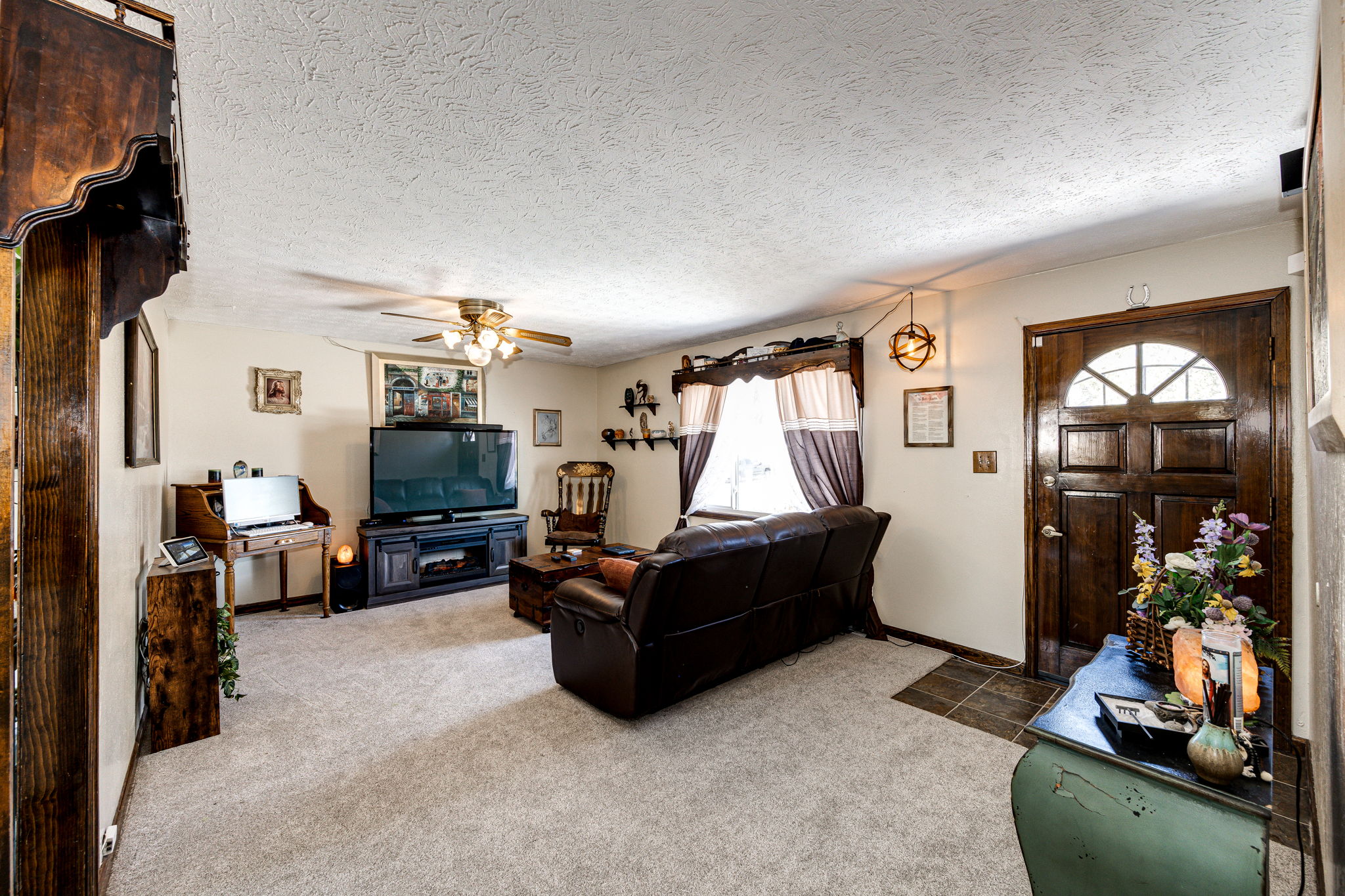 Brand new carpet with the original hardwood floors underneath