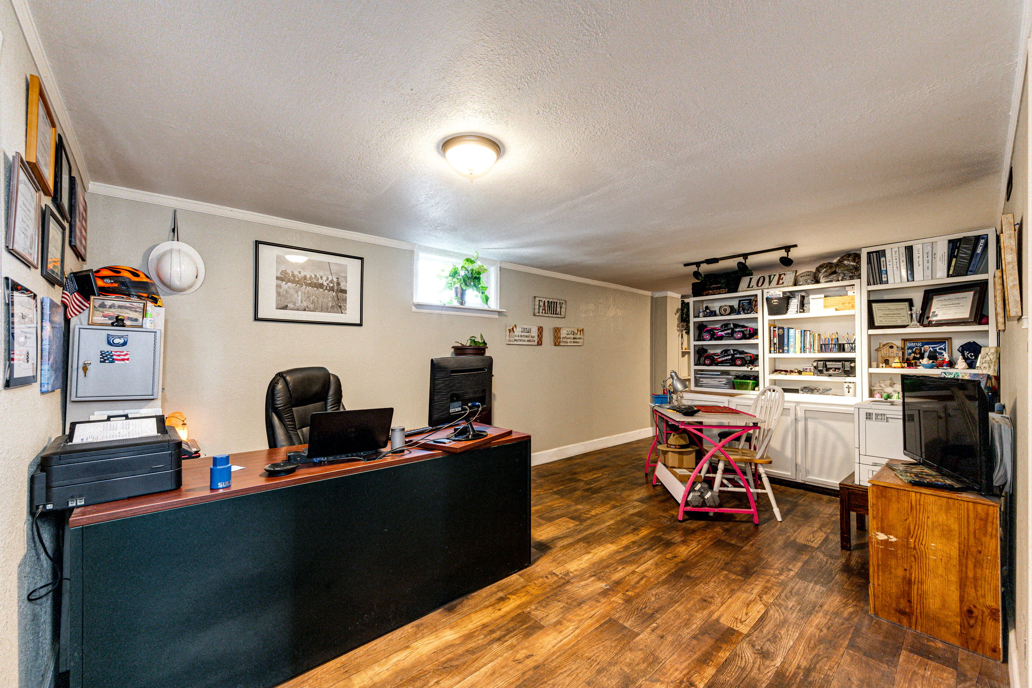View as you walk down into the fully finished basement area!