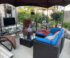 Backyard patio area