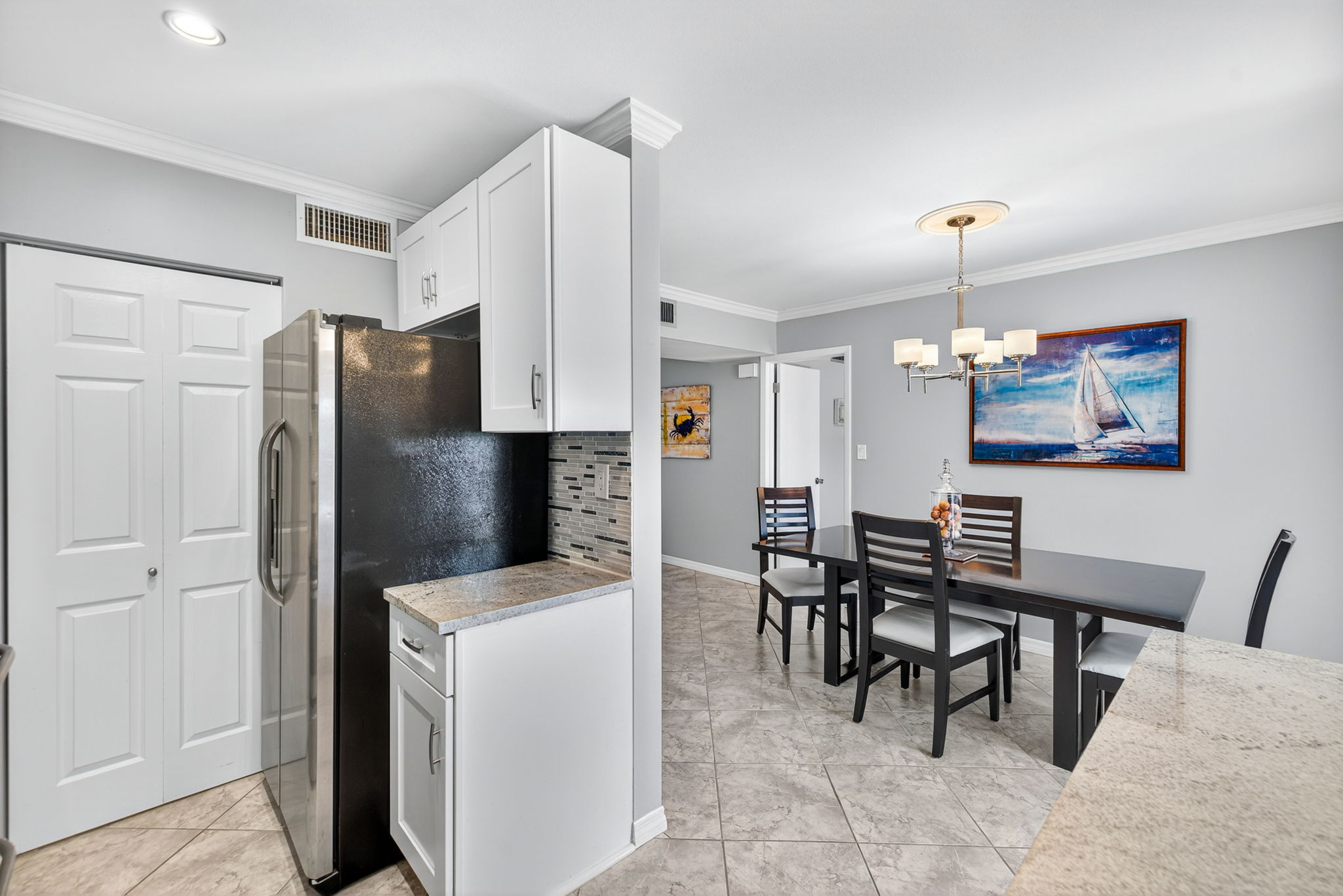 A large pantry with bifold doors