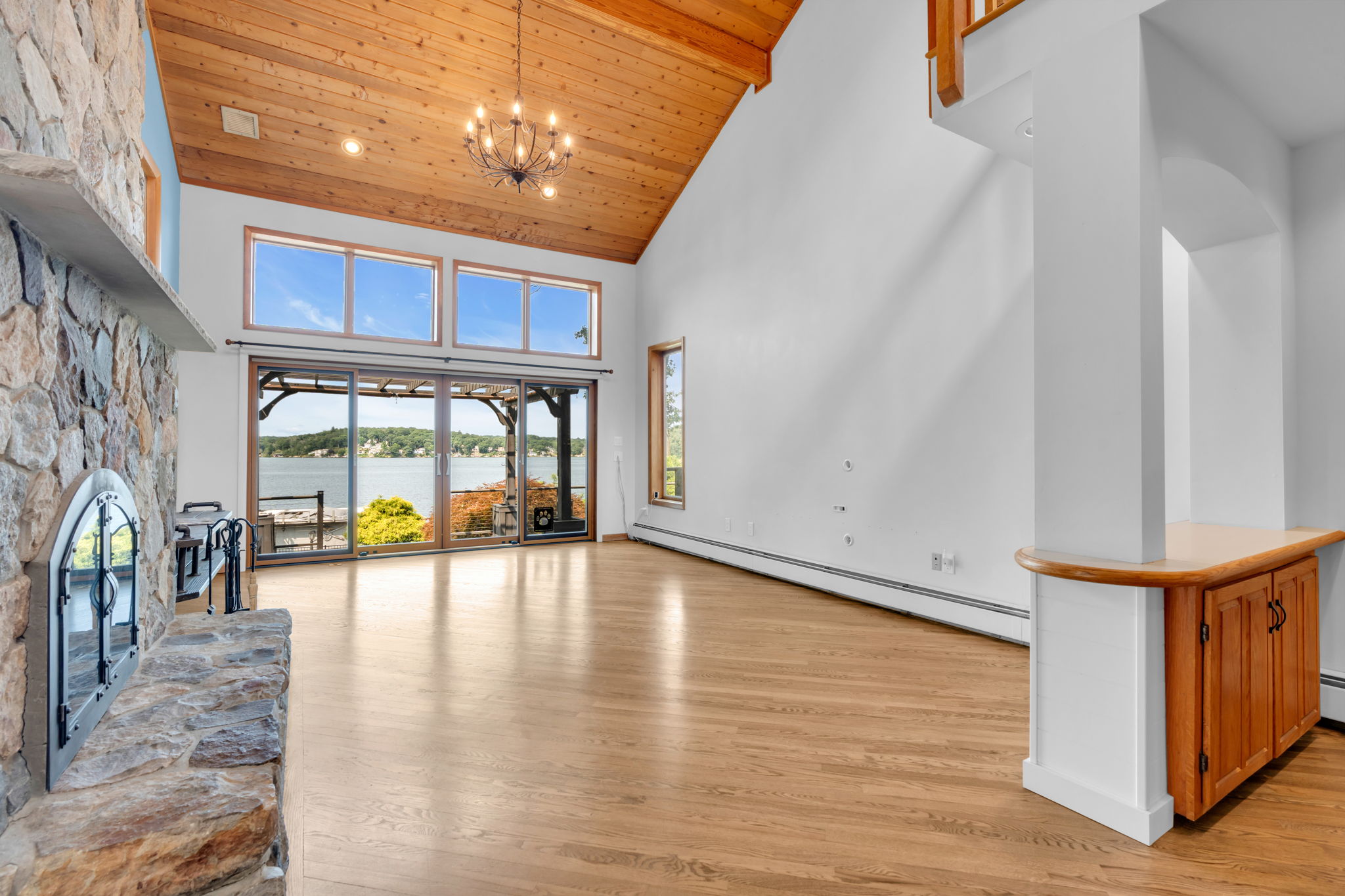 Great room walks out to lakefront deck
