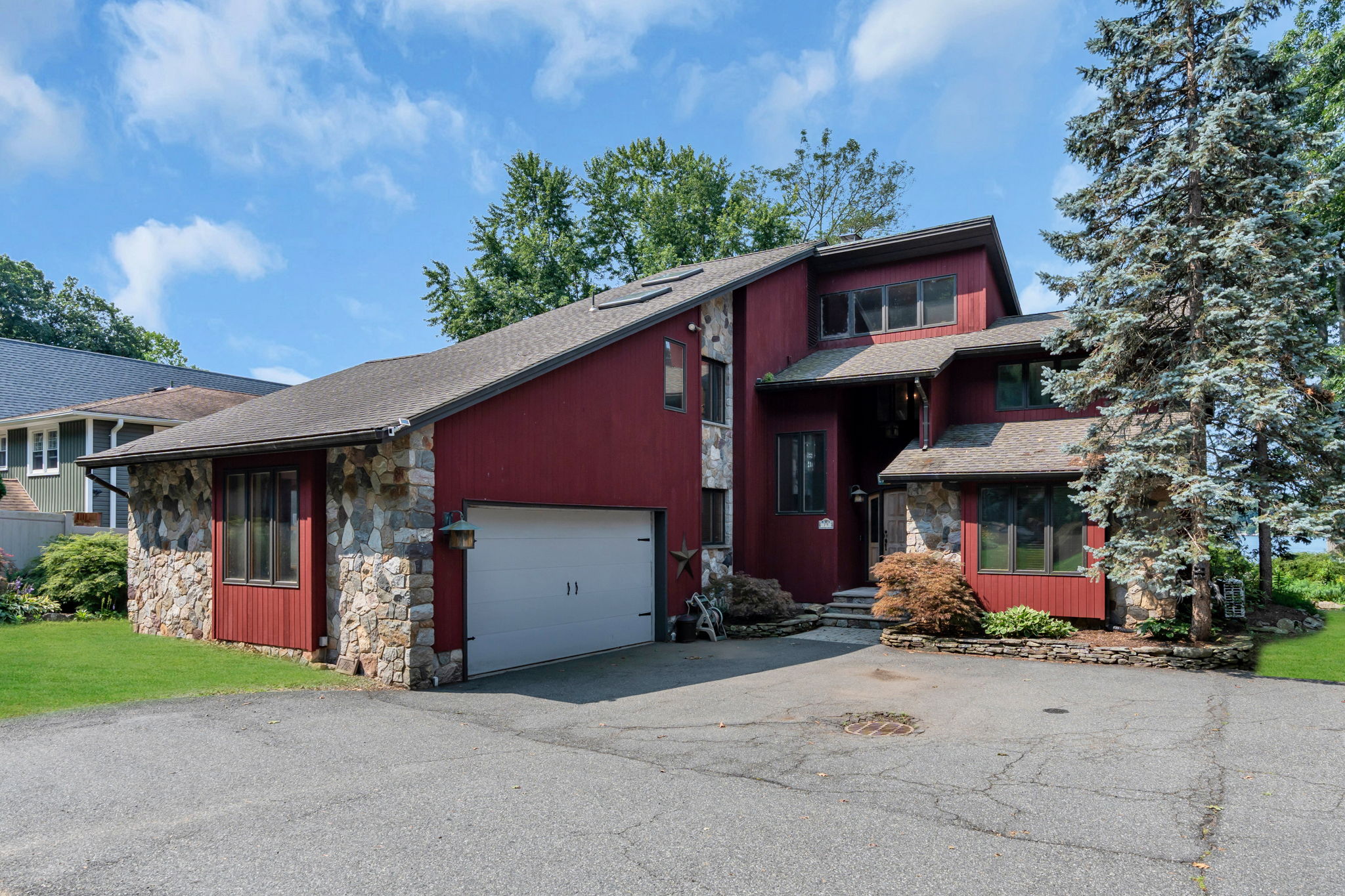 Front of house with two car garage