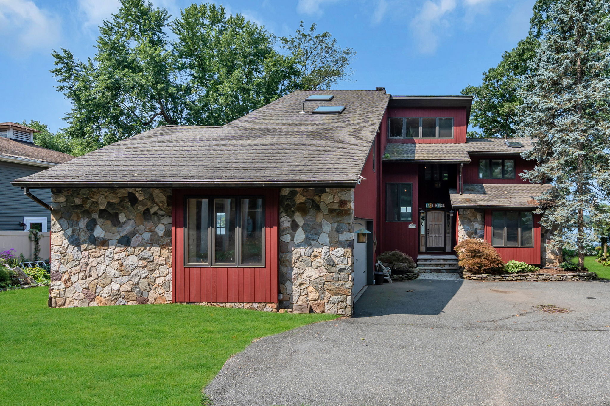 Side view of two car garage
