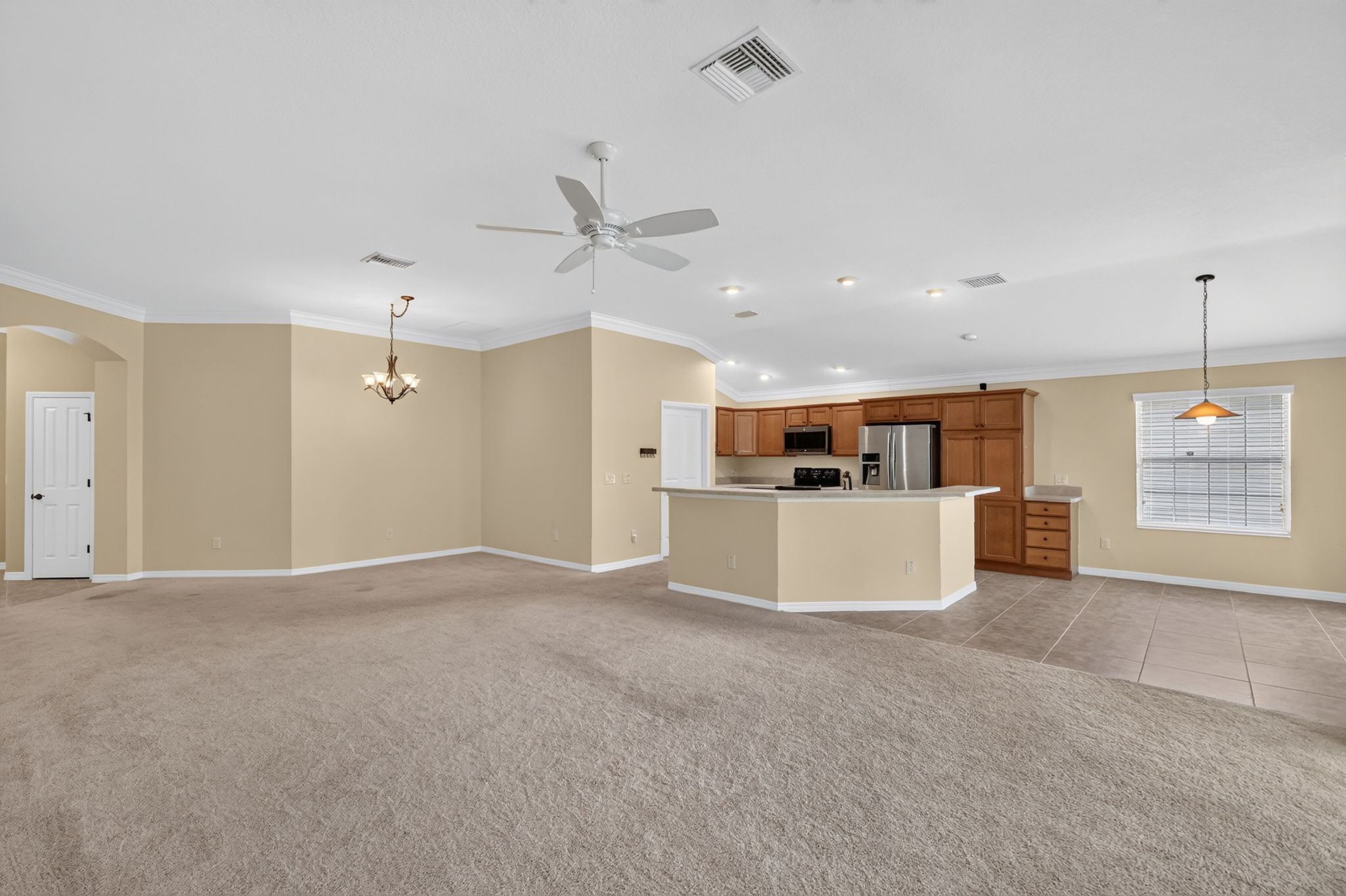 Kitchen, Dinette, Living, and Dining Rooms
