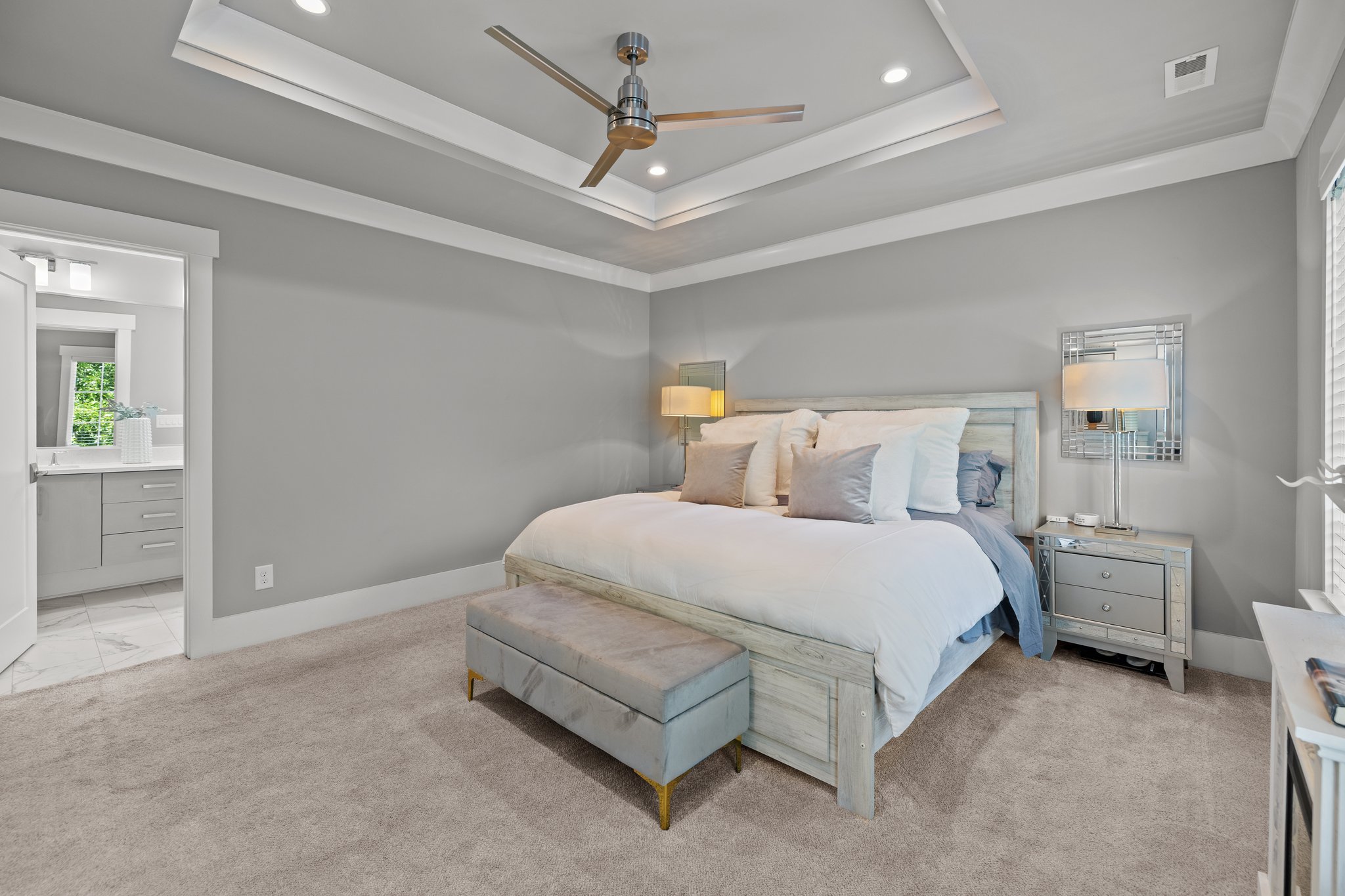 Trey Ceiling with Inset Lighting & Like-New Carpet