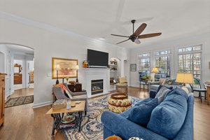 Crown molding and wood cased windows