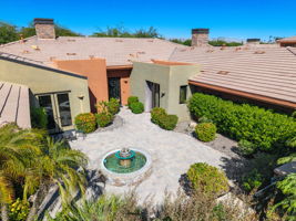 Courtyard with fire bowl water fountain