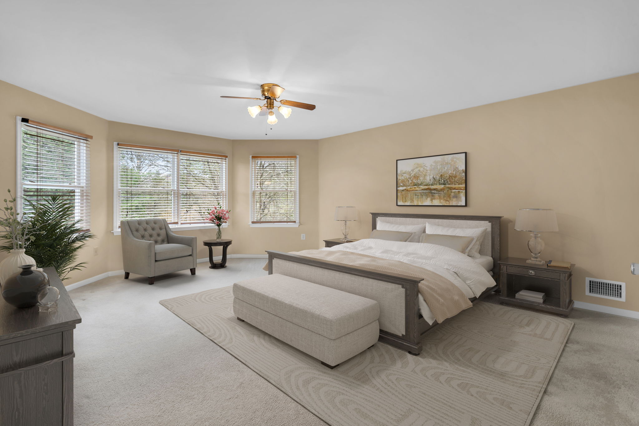 Virtually staged Primary Bedroom