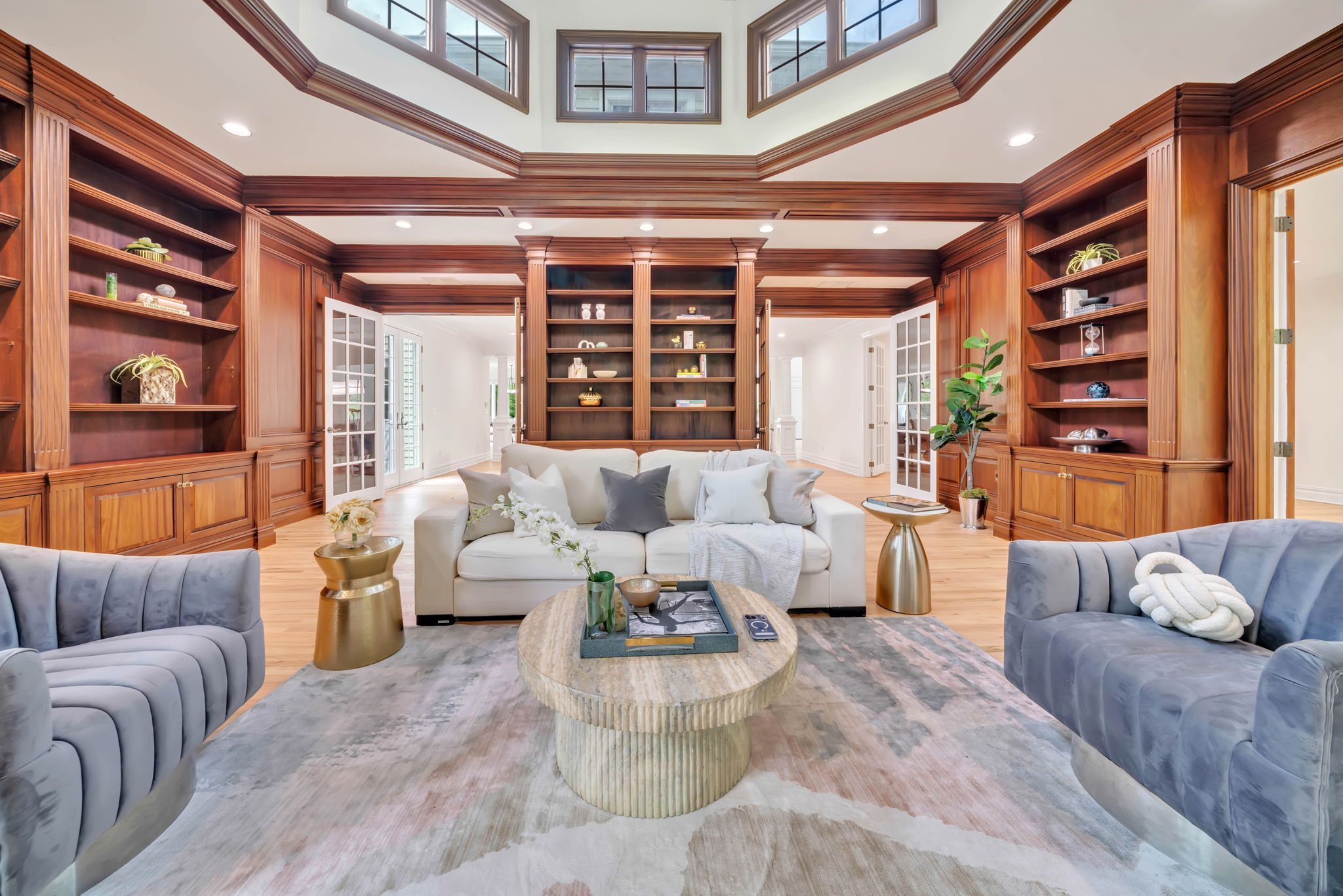 6B-Library w Rich Custom Mahogany Built-Ins
