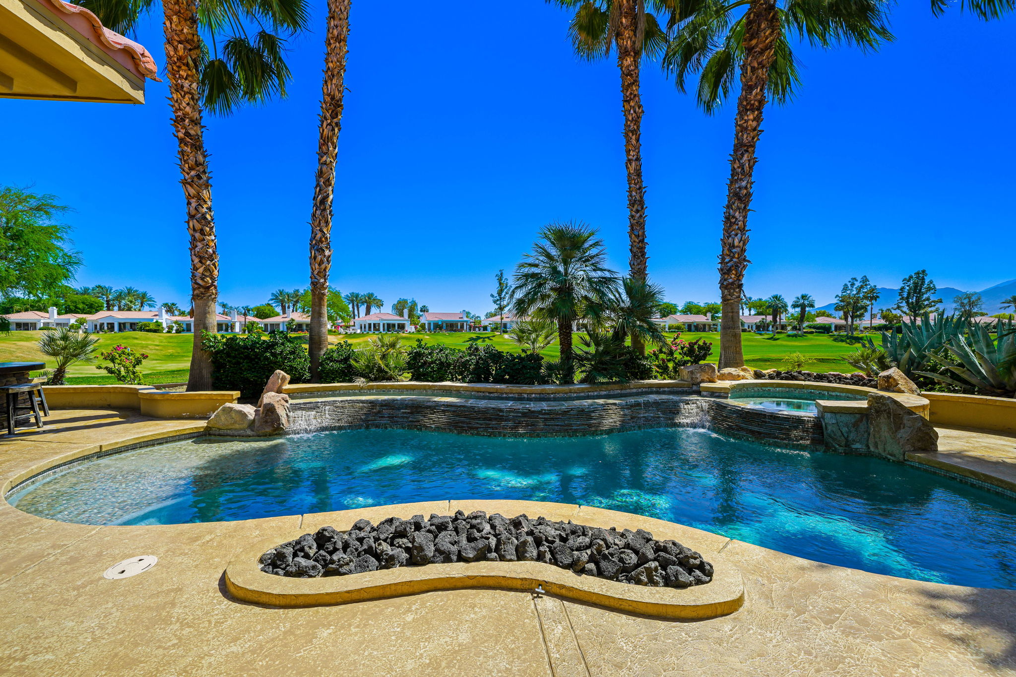 Backyard Pool spa and firepits