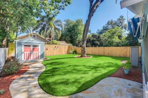 Newly re-landscaped Backyard with new flagstone walkway
