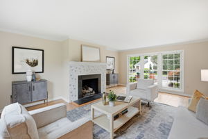 Living Room with Wood Burning Fireplace