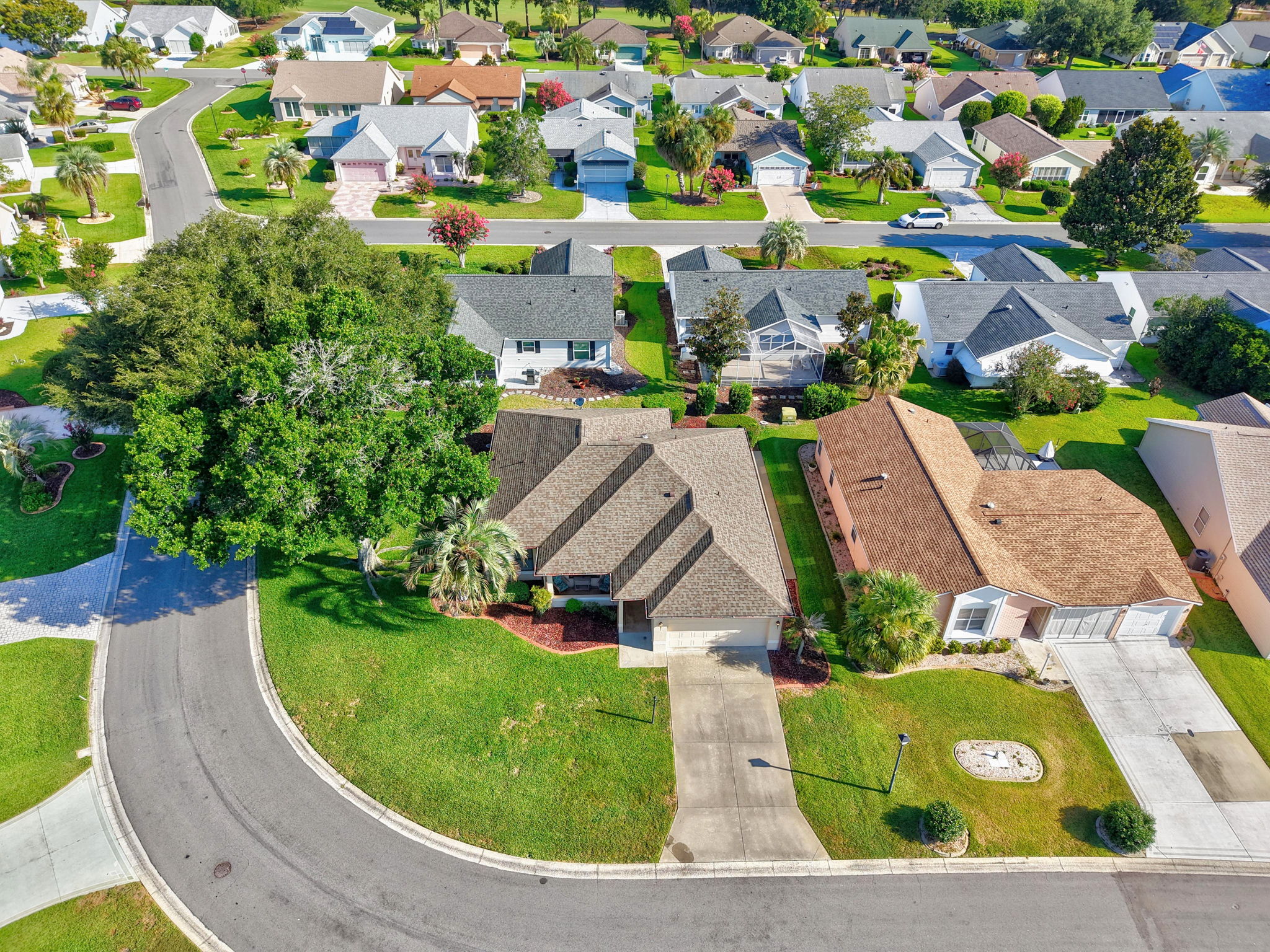 Aerial Front Elevation with Large Corner Lot and ROOM FOR A POOL!