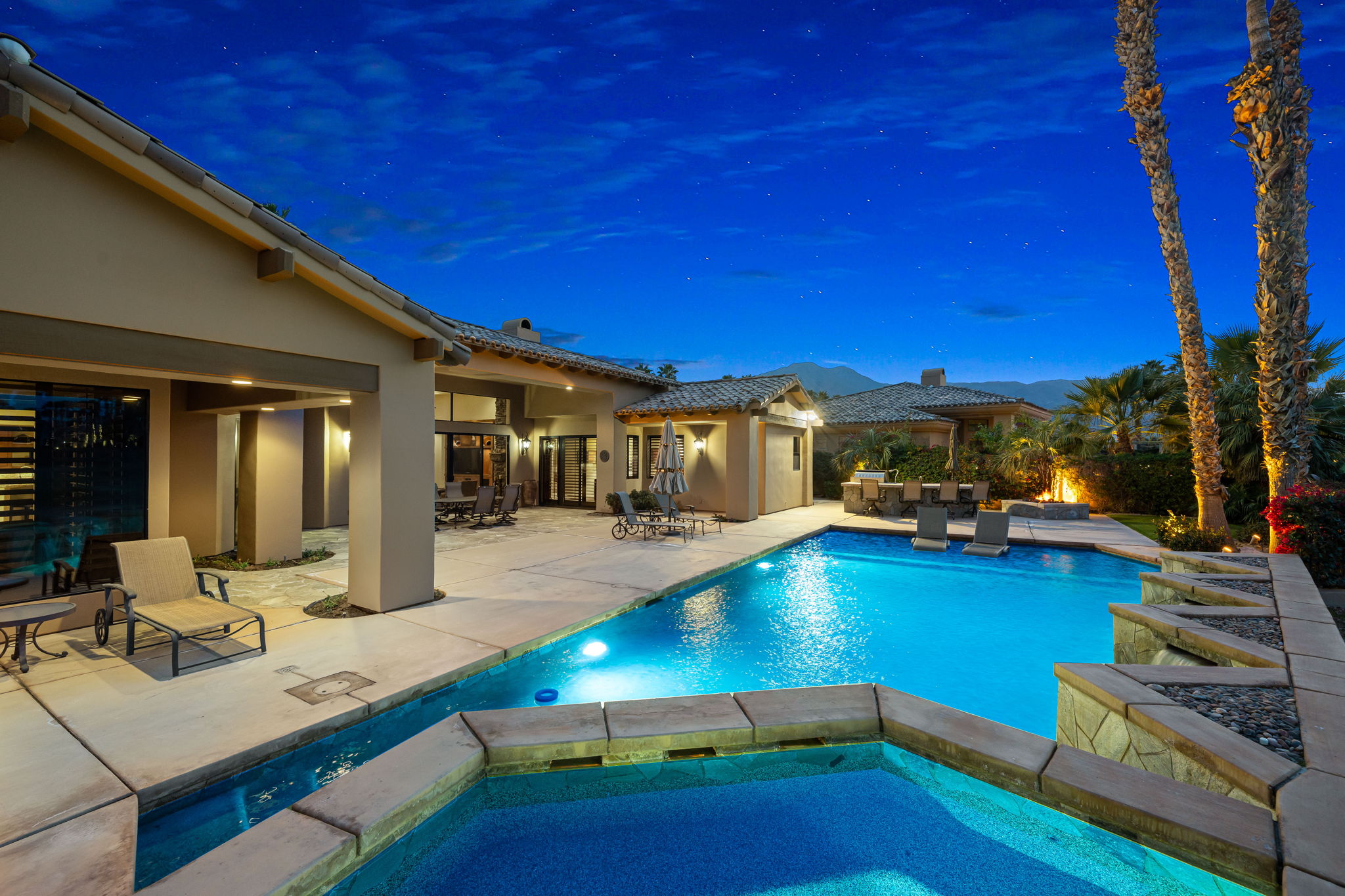 Spa to Pool at Night