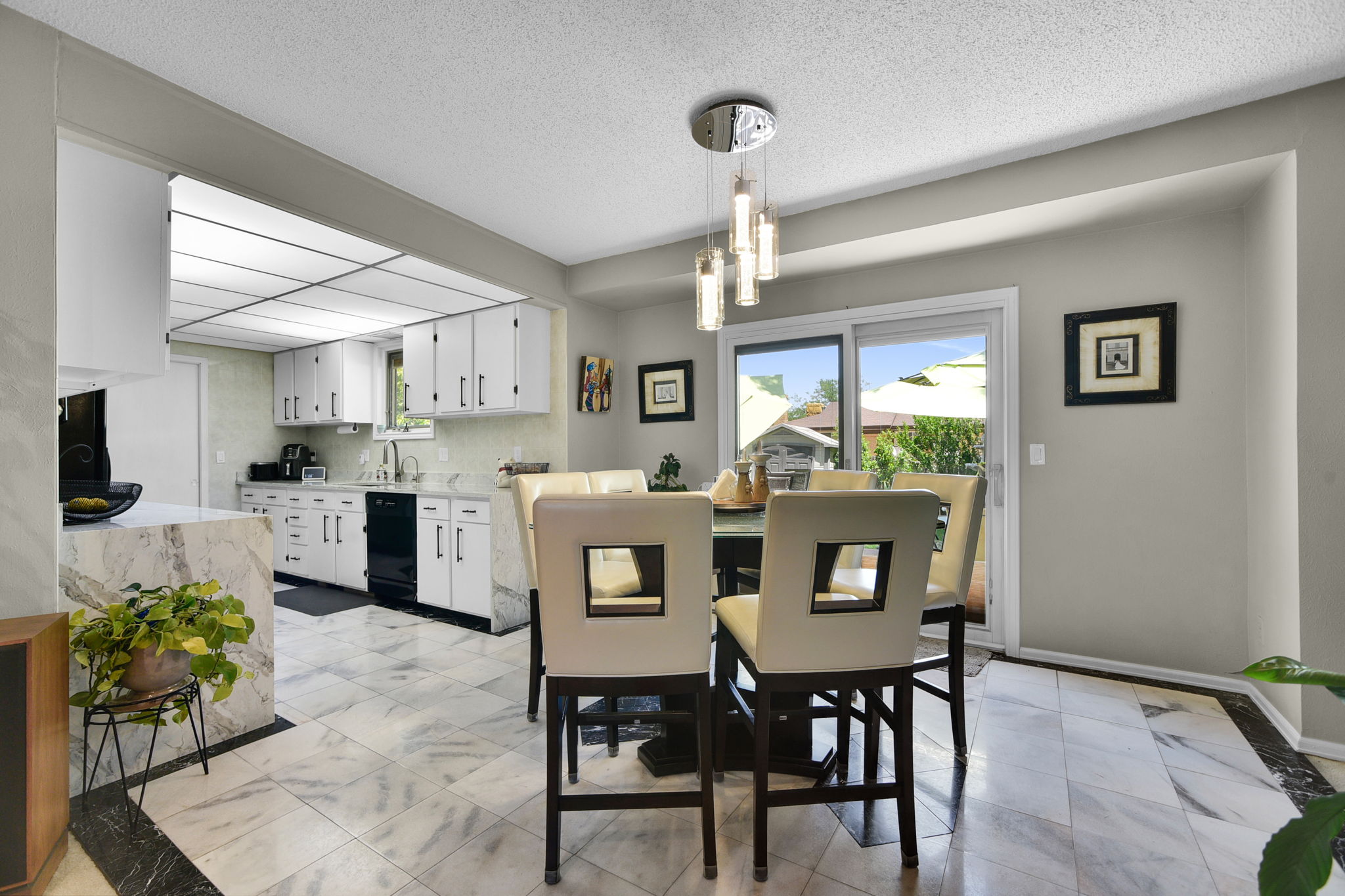 Dining Room with Updated Lighting