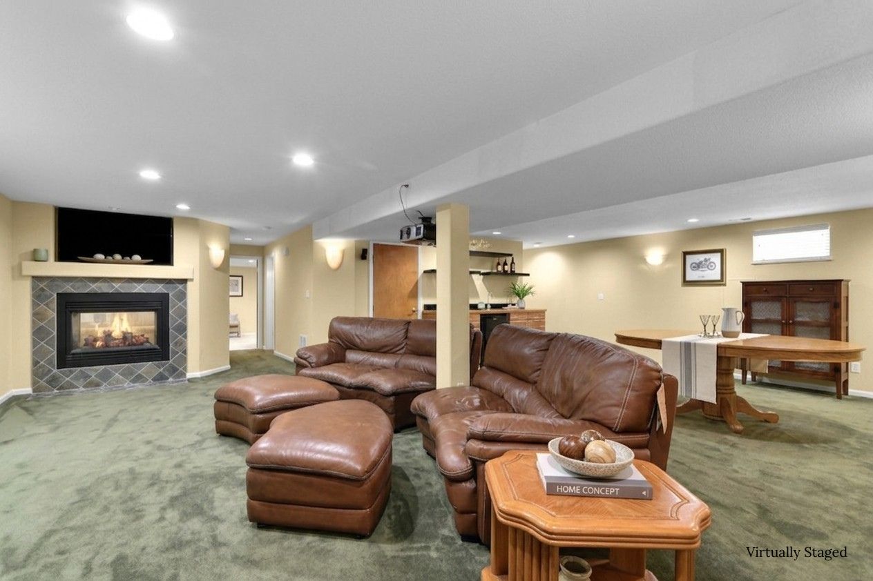 Media and Recreation Room with Fireplace