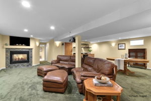 Media and Recreation Room with Fireplace