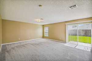 Family room with backyard view