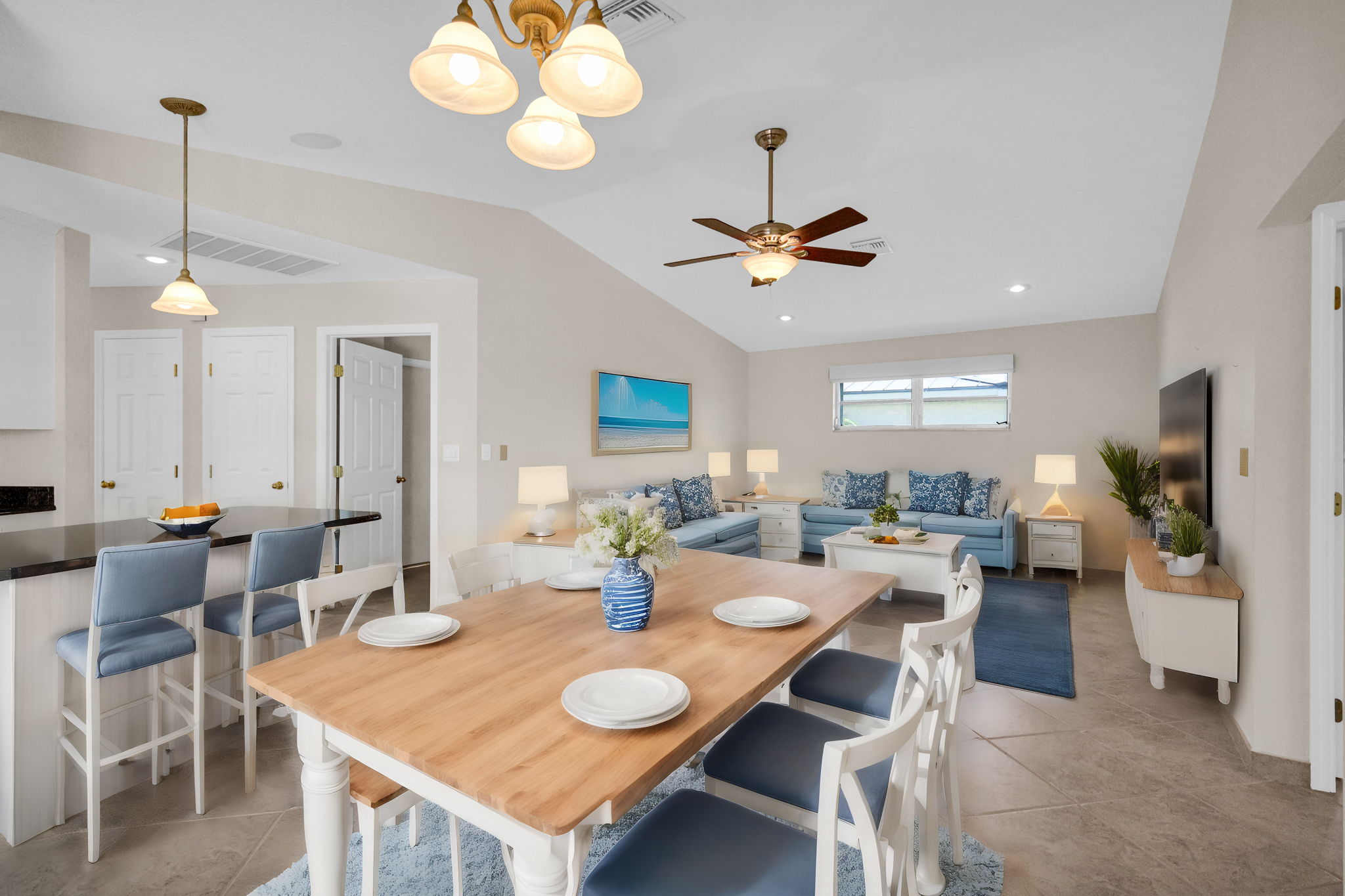 Virtually Staged - Large Family Room with high ceilings