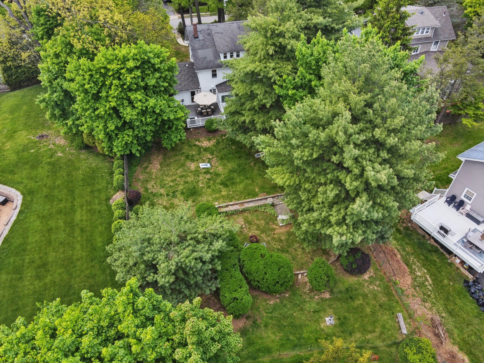 Expansive and private out back.