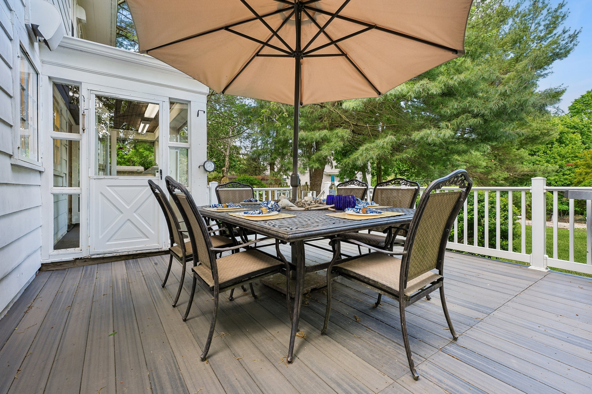 Dine al fresco under sunset skies - whether it’s burgers on the grill, pizza from around the corner, sushi night, or one of Caldwell’s many beloved takeout spots spread across the table. This is the kind of deck that turns even an ordinary Tuesday into something that feels a little special.