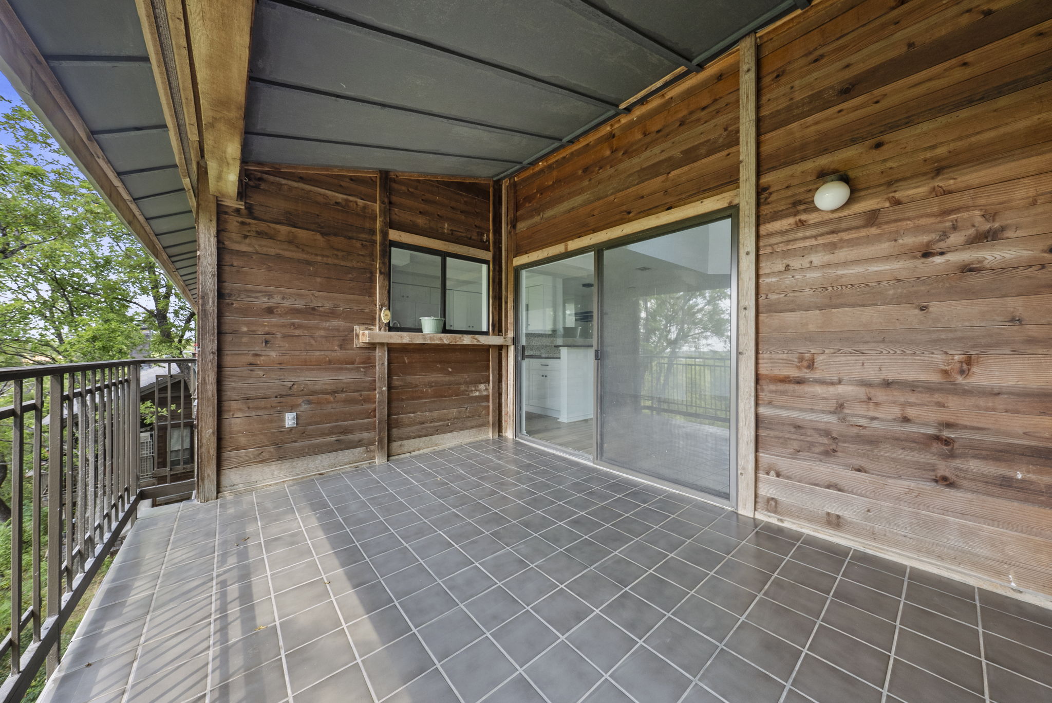 Huge covered patio with Texas hill country views.