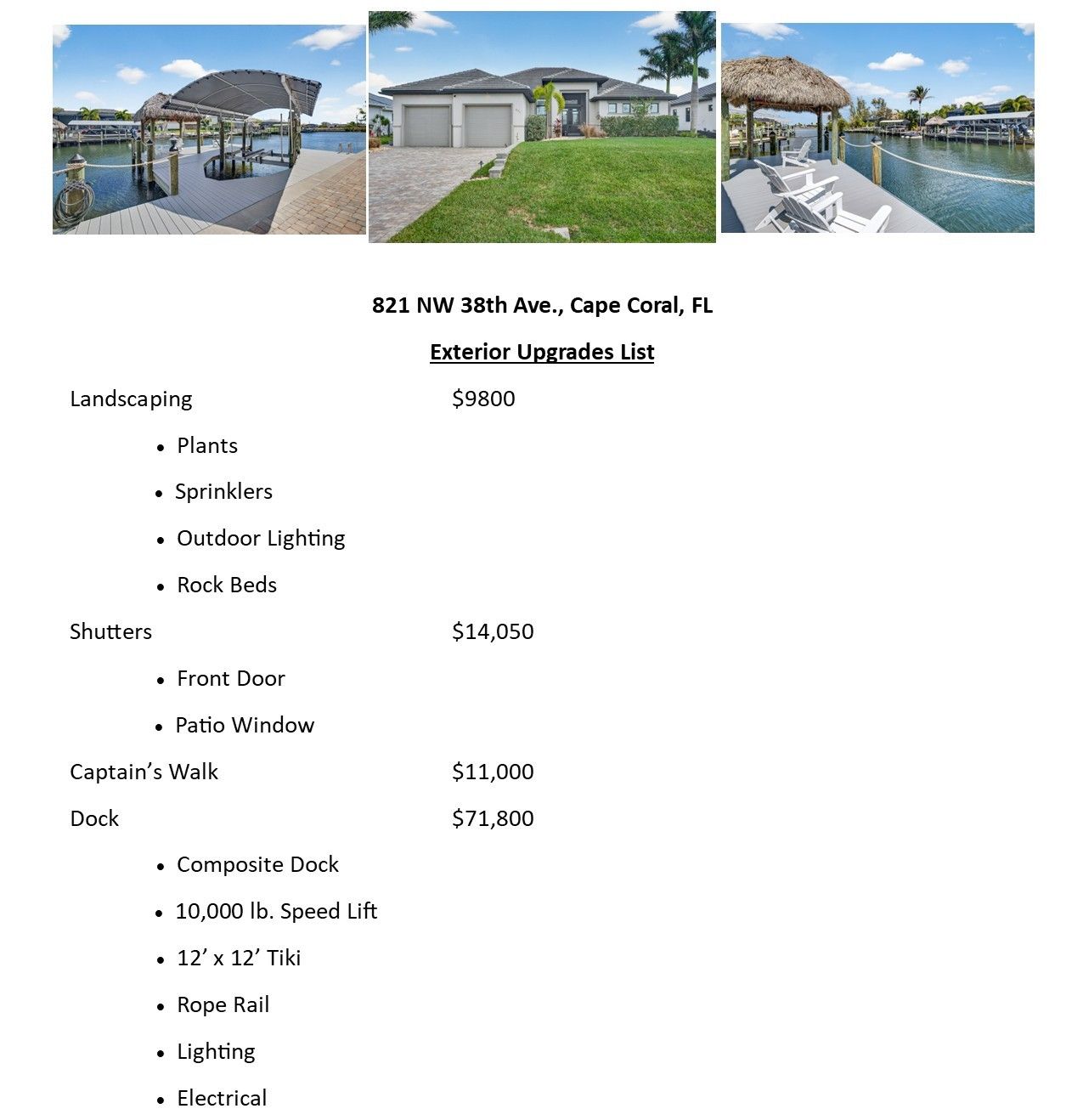Exterior Upgrades List