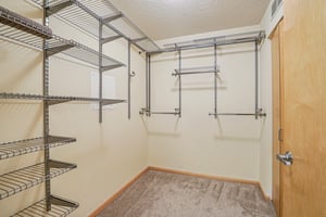 Walk-in closet includes organizers